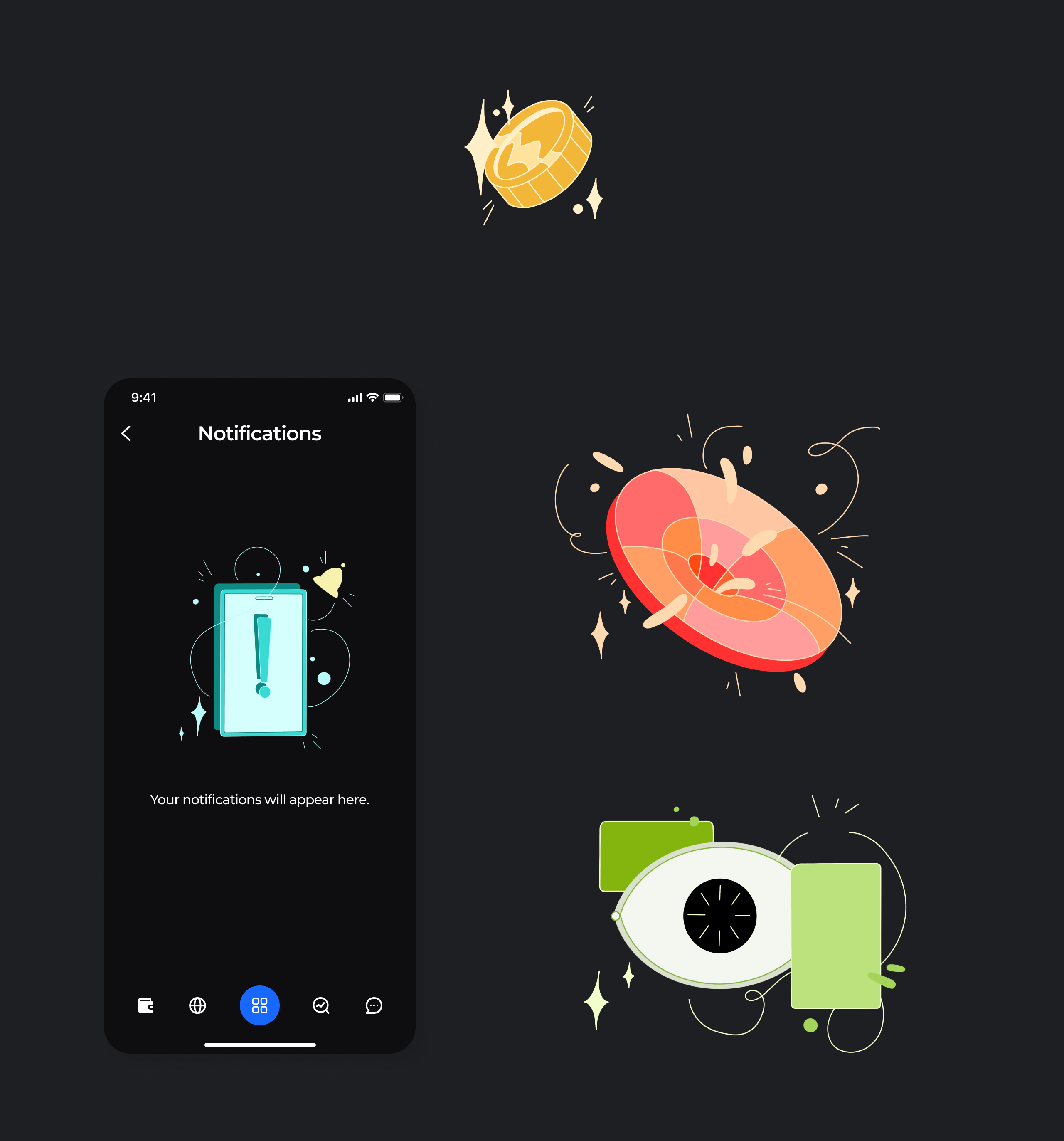 Сет иллюстраций для мобильного криптокошелька Eve Wallet — Изображение №11 — Интерфейсы, Иллюстрация на Dprofile