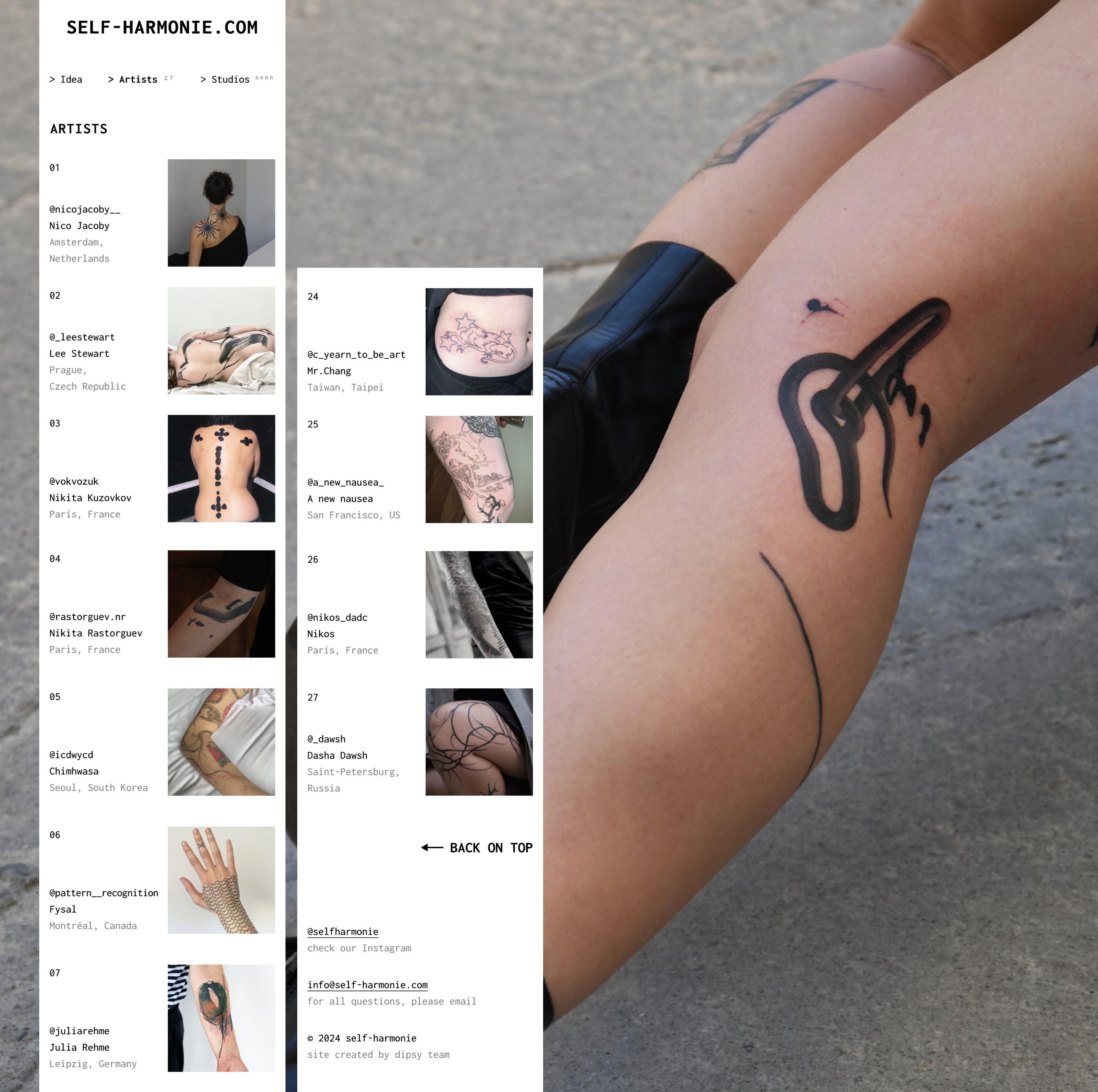 Self Harmonie | Web Contemporary Tattoo Gallery — Изображение №4 — Интерфейсы, Анимация на Dprofile