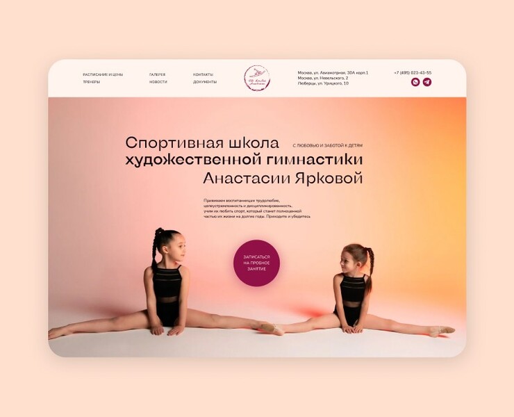 Редизайн сайта для школы спортивной гимнастики — Интерфейсы, Графика на Dprofile
