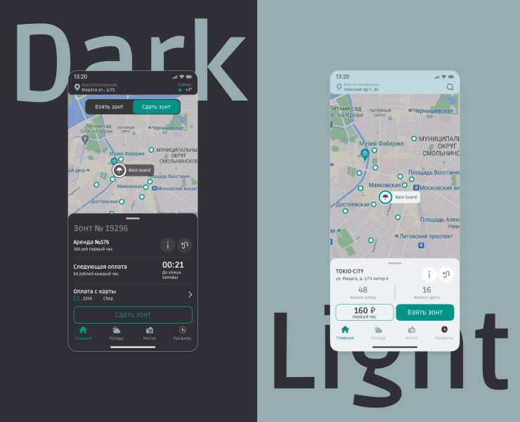 Rain Guard App — аренда зонтов на Dprofile