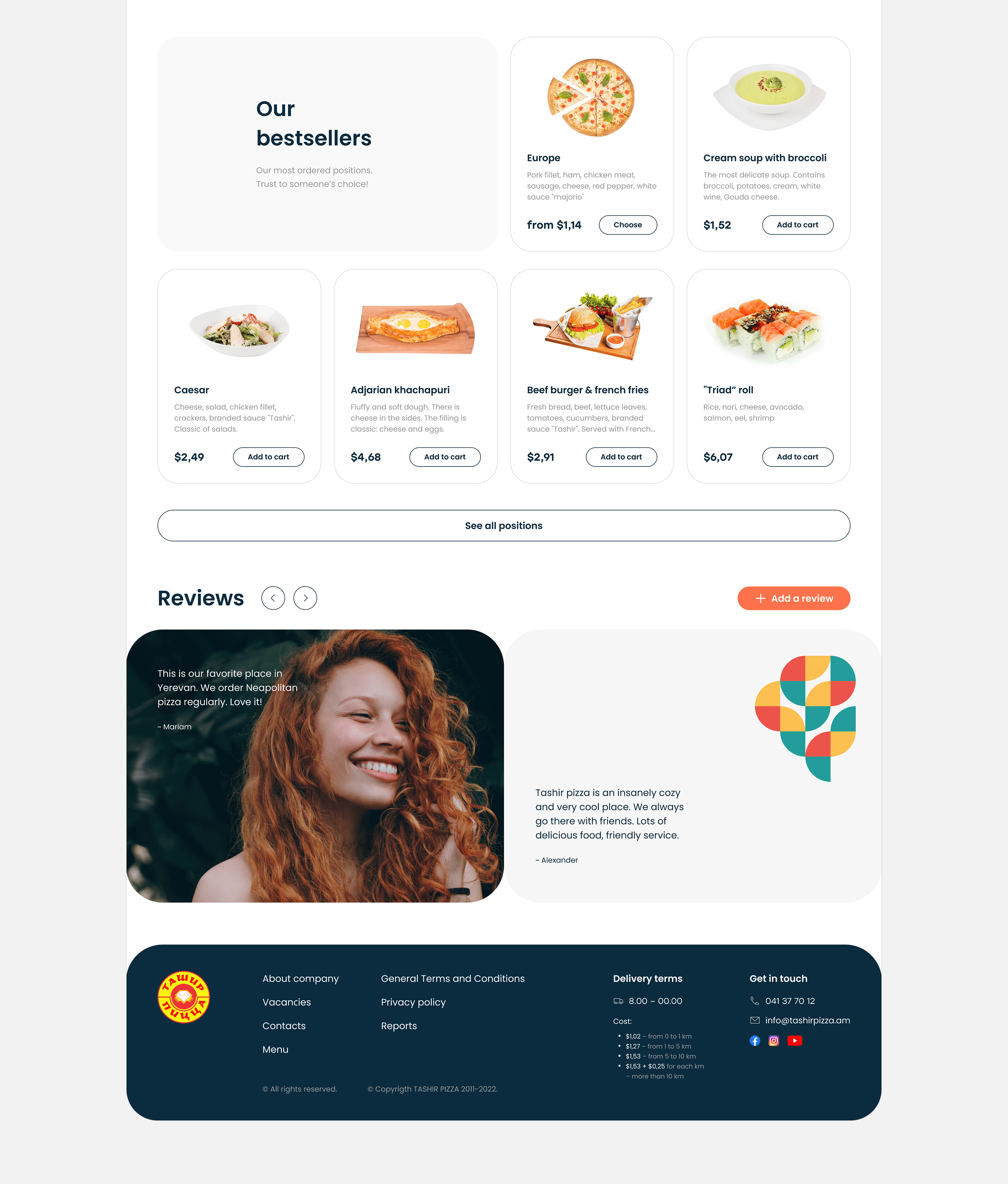 Website redesign for a cafe chain Tashir pizza — Изображение №22 — Интерфейсы на Dprofile