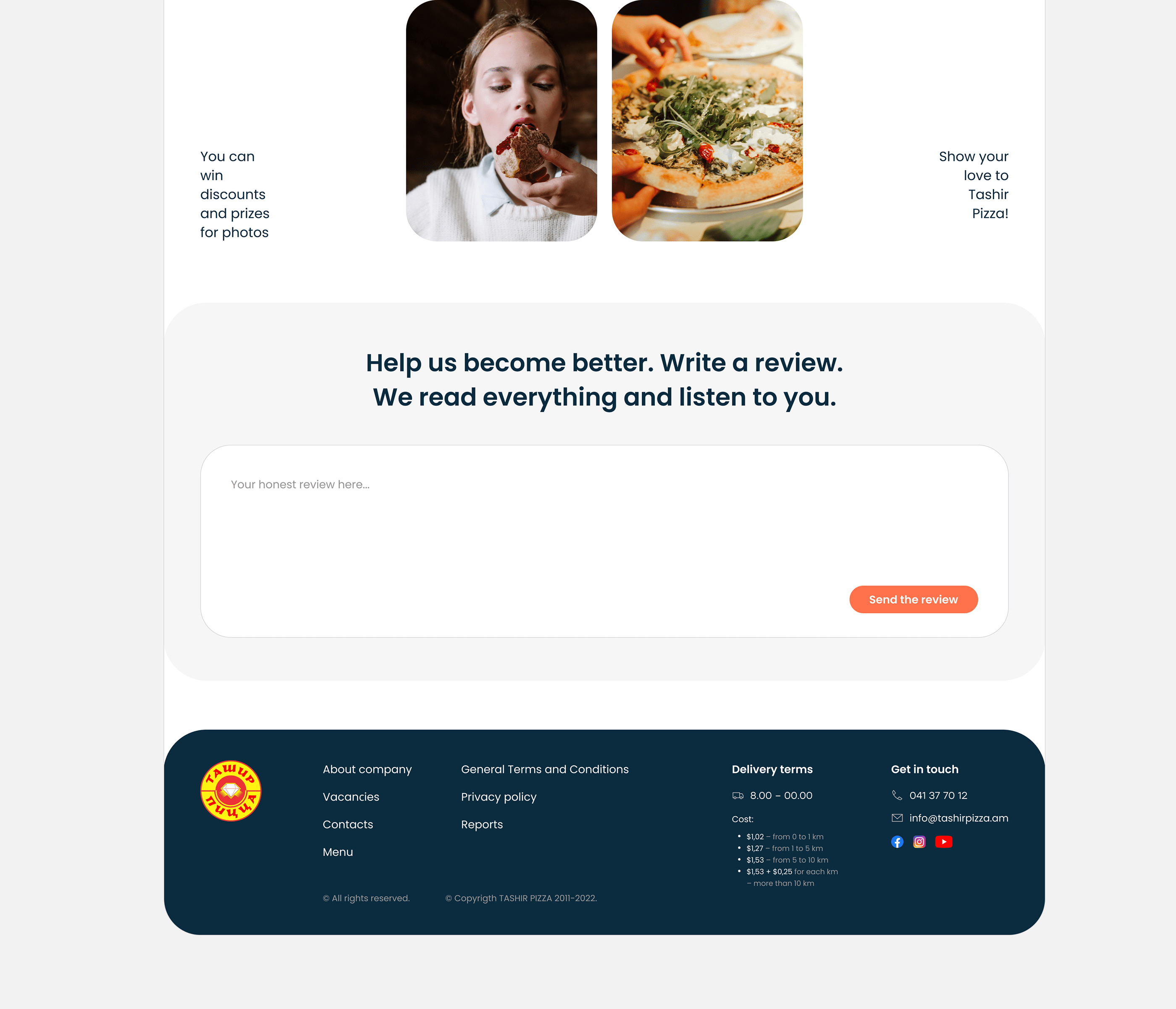 Website redesign for a cafe chain Tashir pizza — Изображение №10 — Интерфейсы на Dprofile