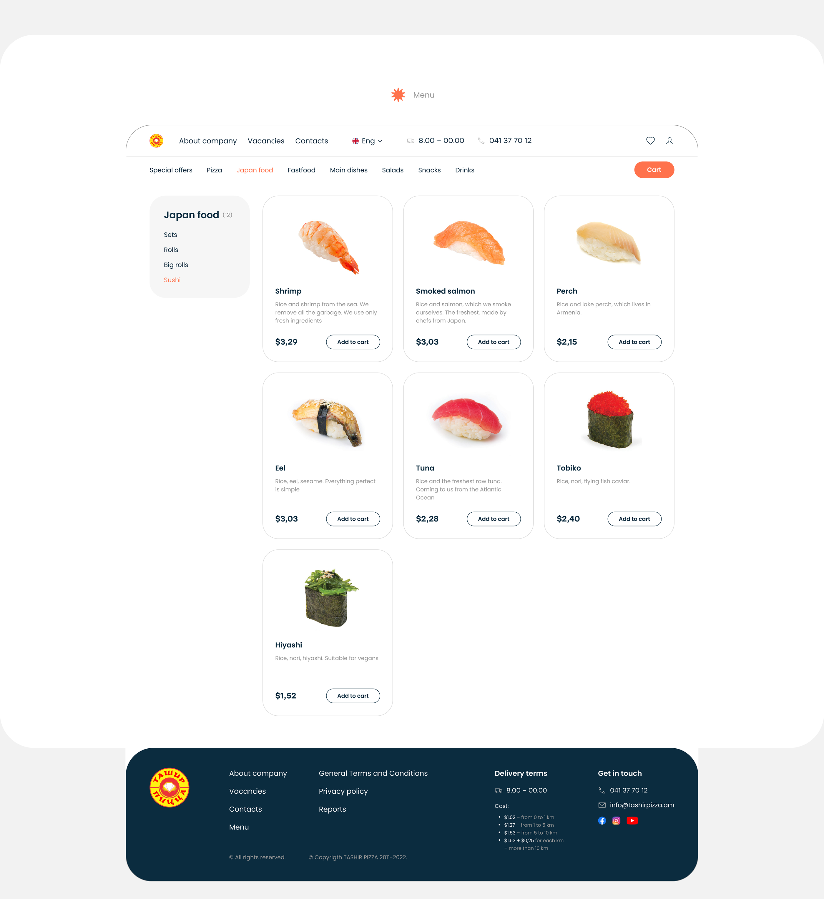 Website redesign for a cafe chain Tashir pizza — Изображение №4 — Интерфейсы на Dprofile