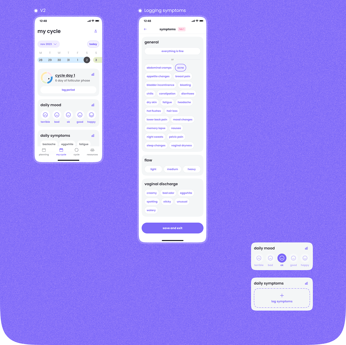 Cycle-syncing AI-приложение для отслеживания женского цикла — Изображение №27 — Интерфейсы на Dprofile