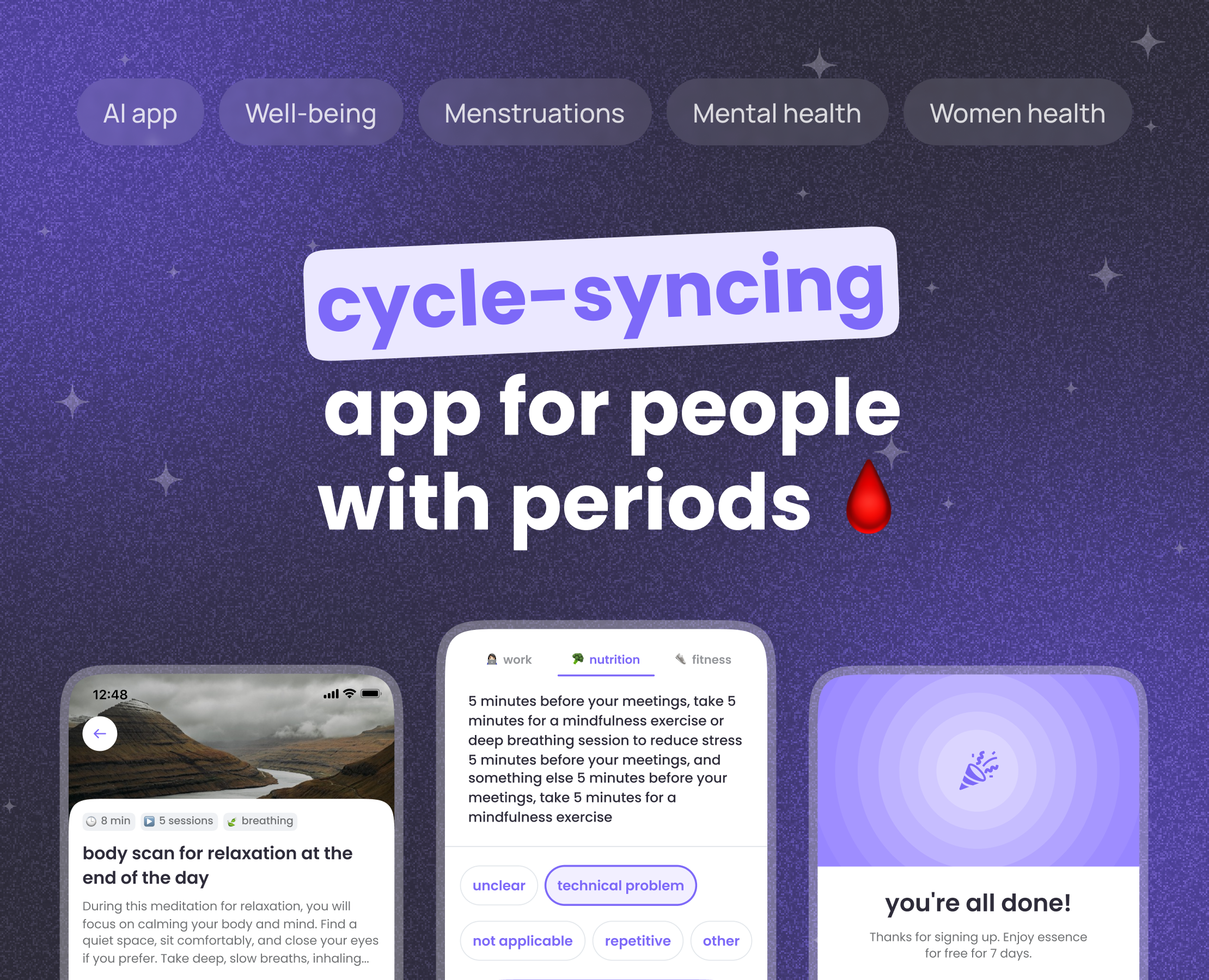 Cycle-syncing AI-приложение для отслеживания женского цикла — Интерфейсы на Dprofile