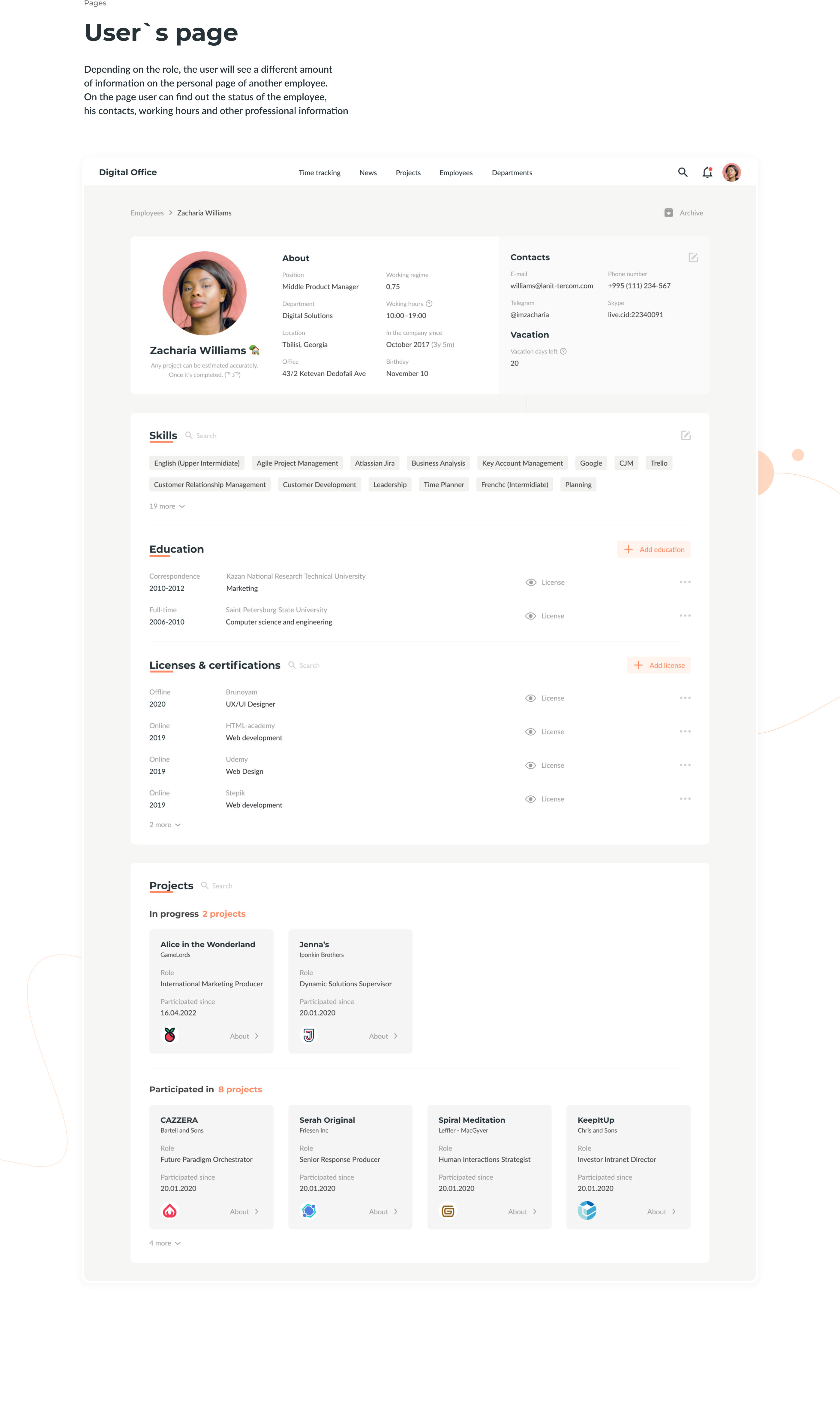 Digital Office | Corporate platform for IT companies — Изображение №6 — Интерфейсы на Dprofile