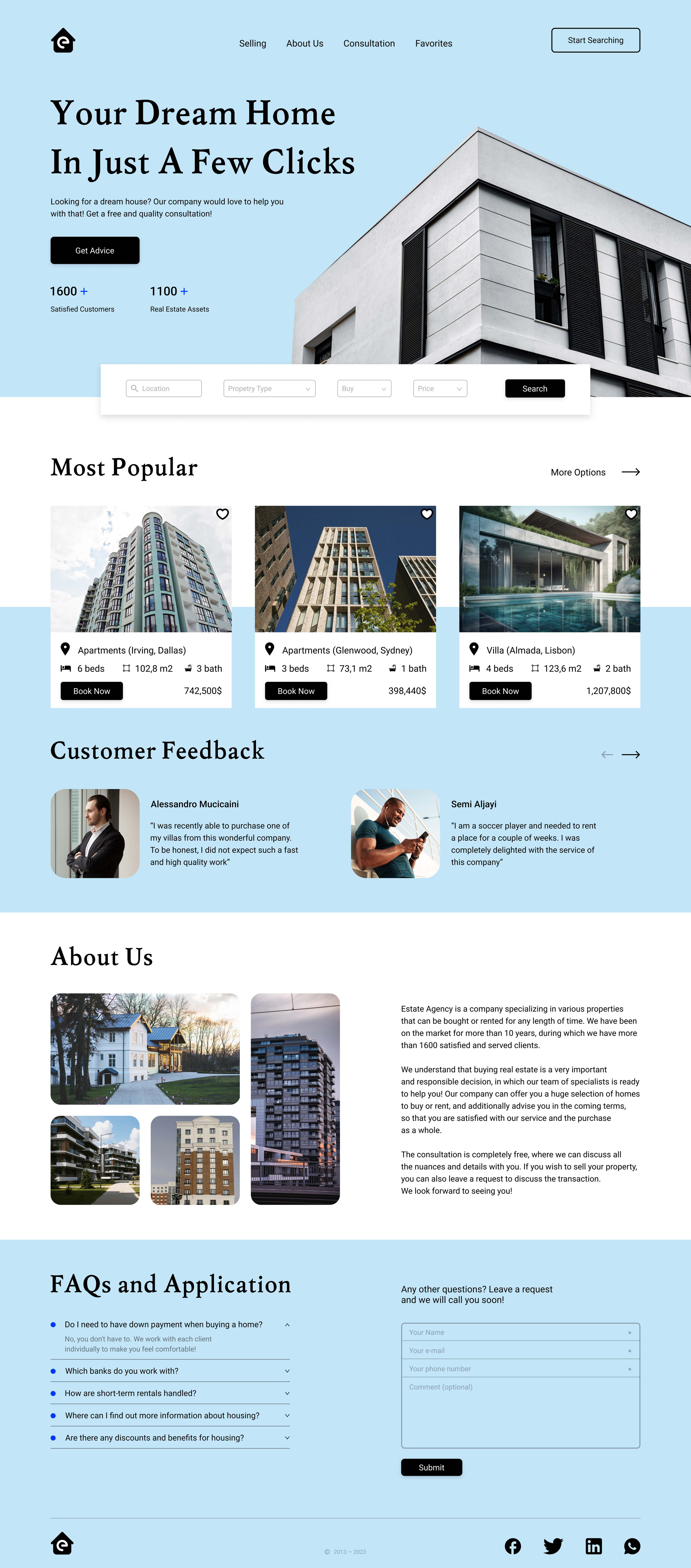 Real Estate Agency | Landing page — Изображение №3 — Интерфейсы, Графика на Dprofile