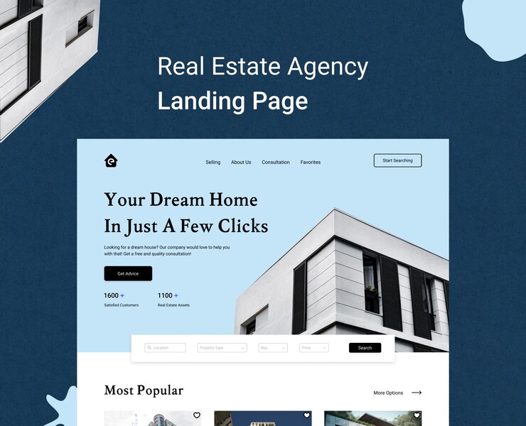 Real Estate Agency | Landing page — Интерфейсы, Графика на Dprofile