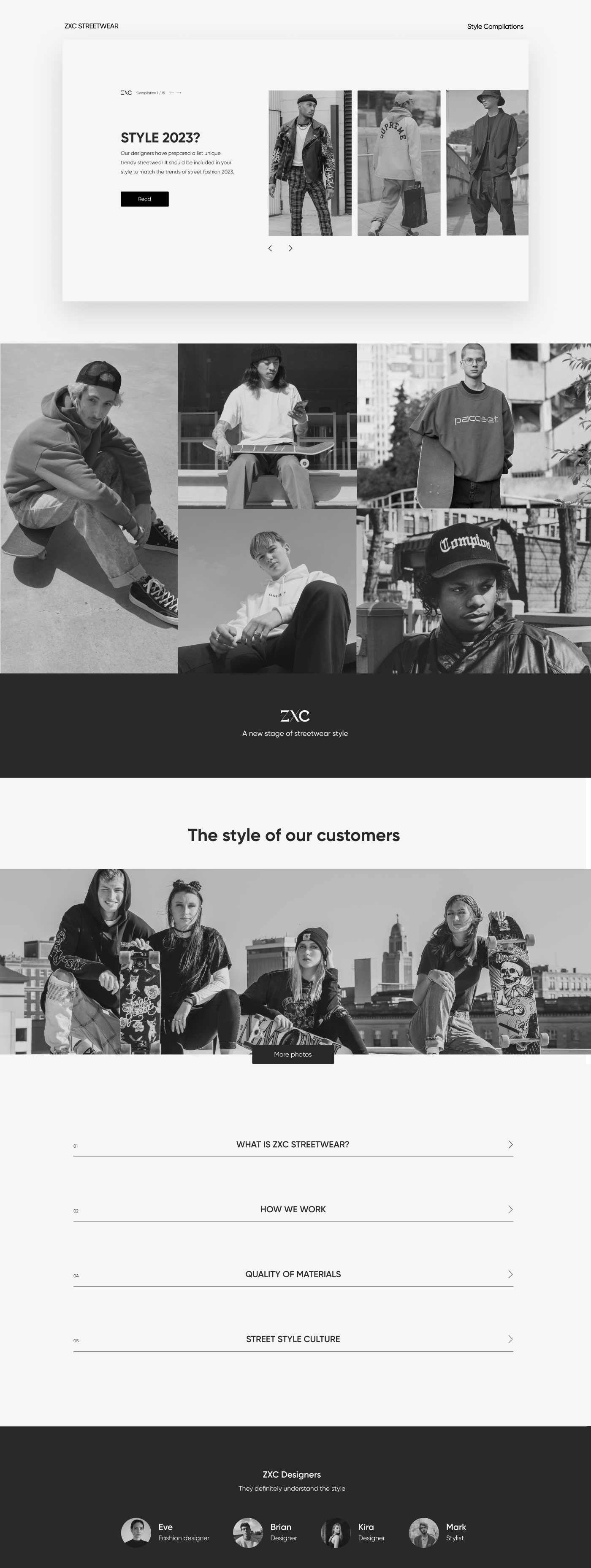ZXC STREETWEAR - Landing Design — Изображение №3 — Интерфейсы, Графика на Dprofile