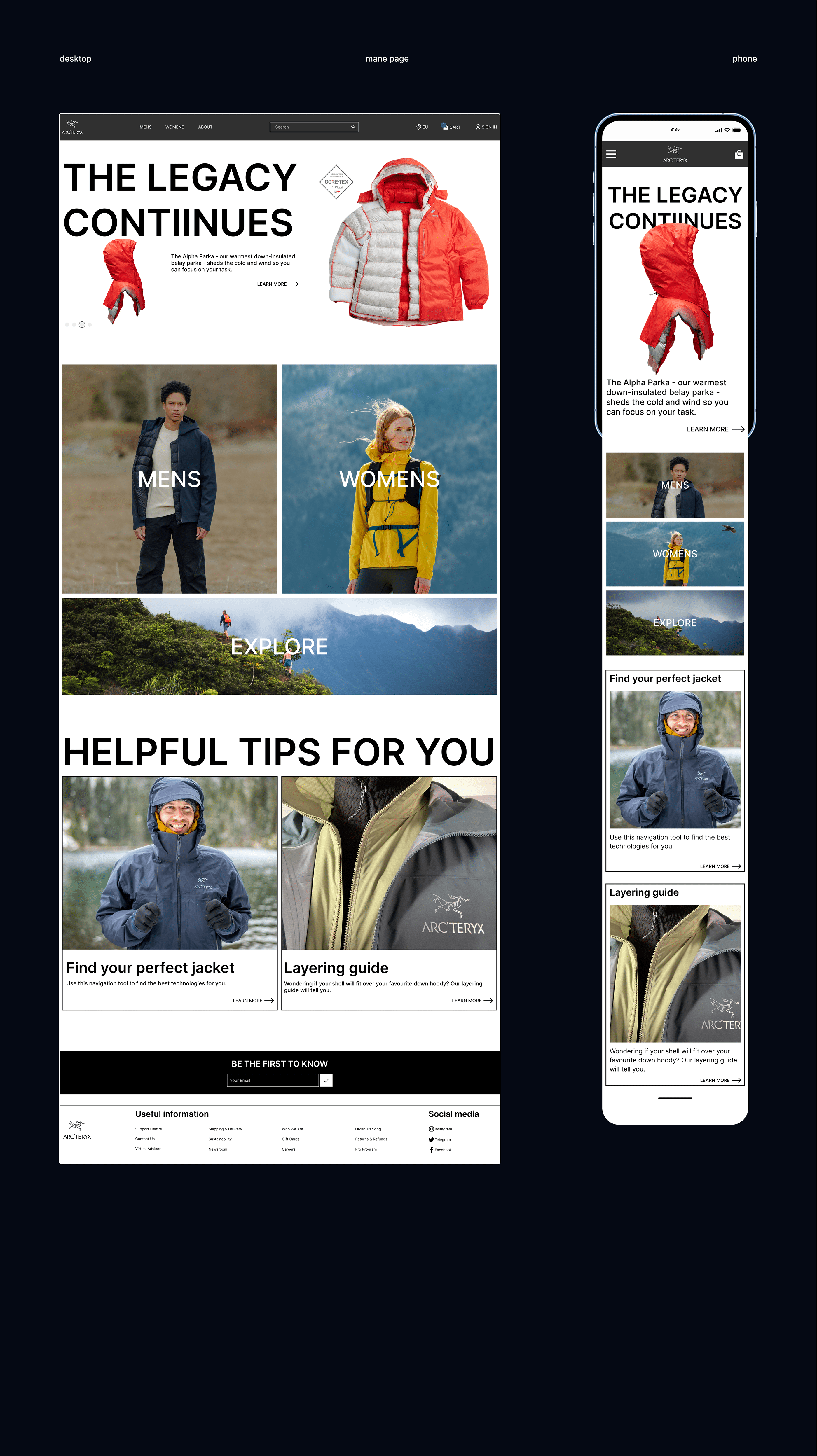 Arcteryx website redesign — Изображение №5 — Интерфейсы, Брендинг на Dprofile