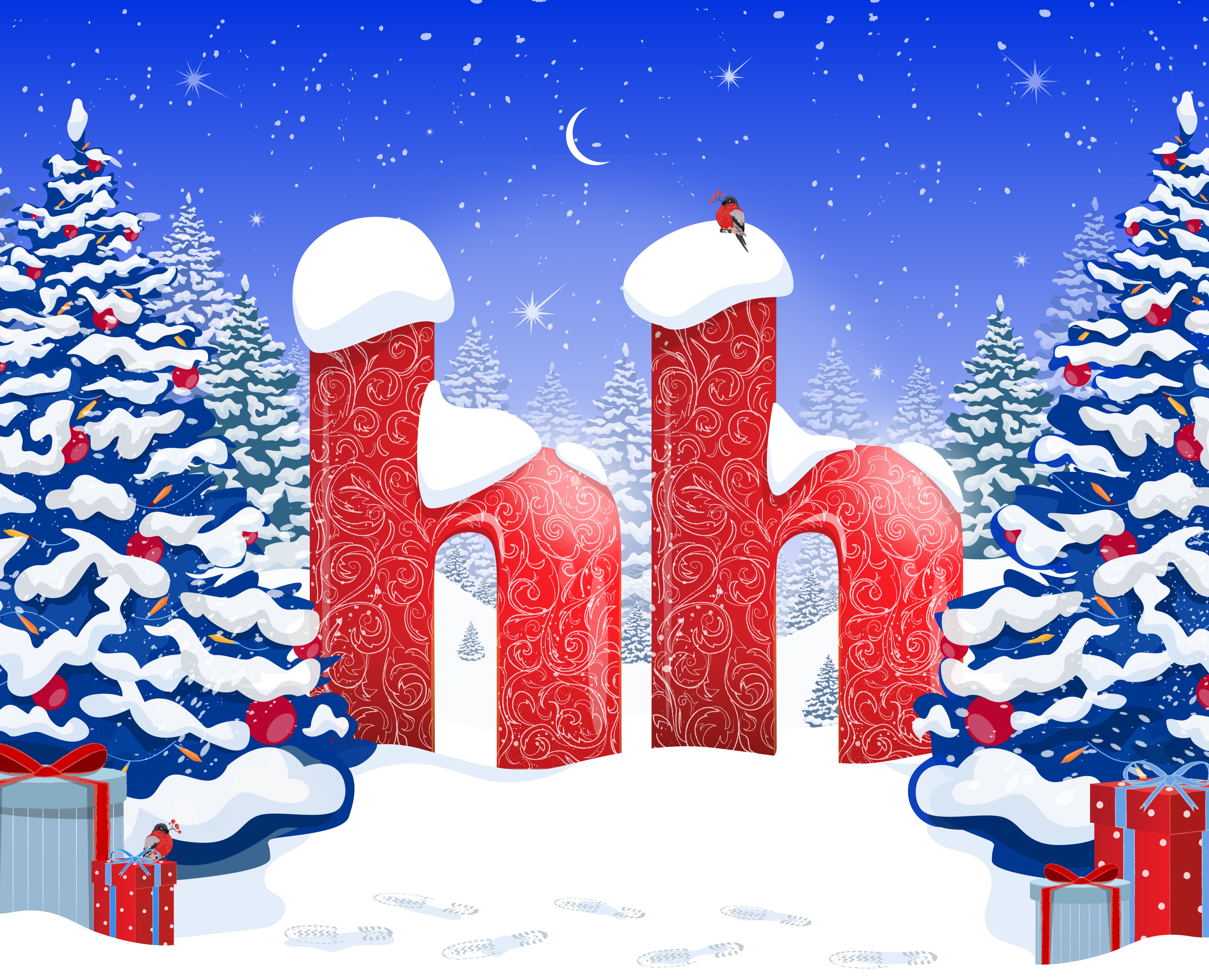 Праздничные открытки для новогоднего лендинга компании hh на Dprofile