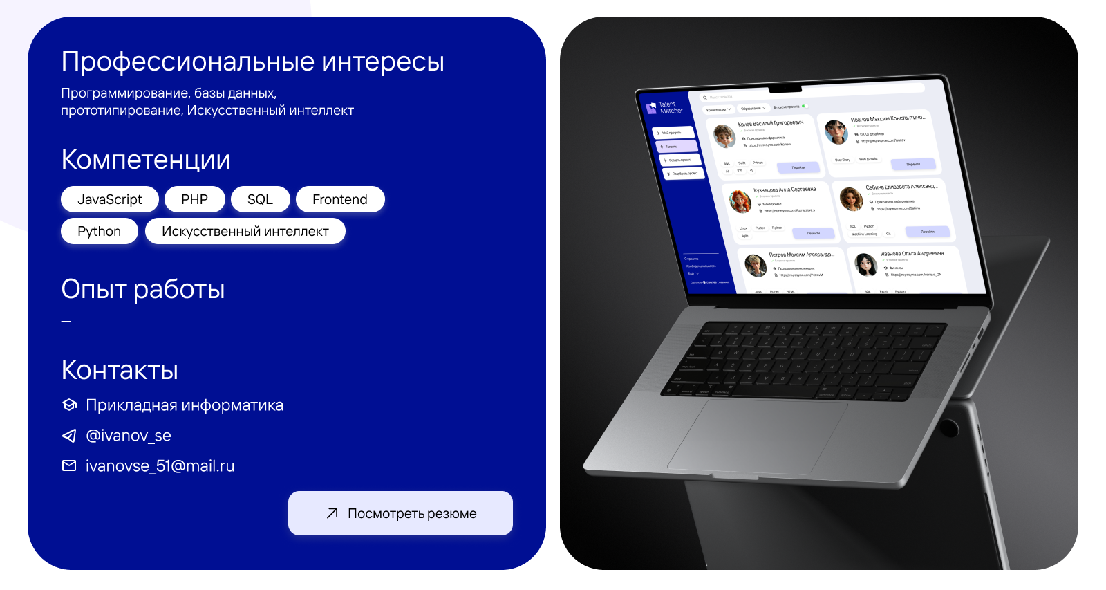 Talent Matcher: агрегатор проектов и талантов — Изображение №4 — Интерфейсы на Dprofile