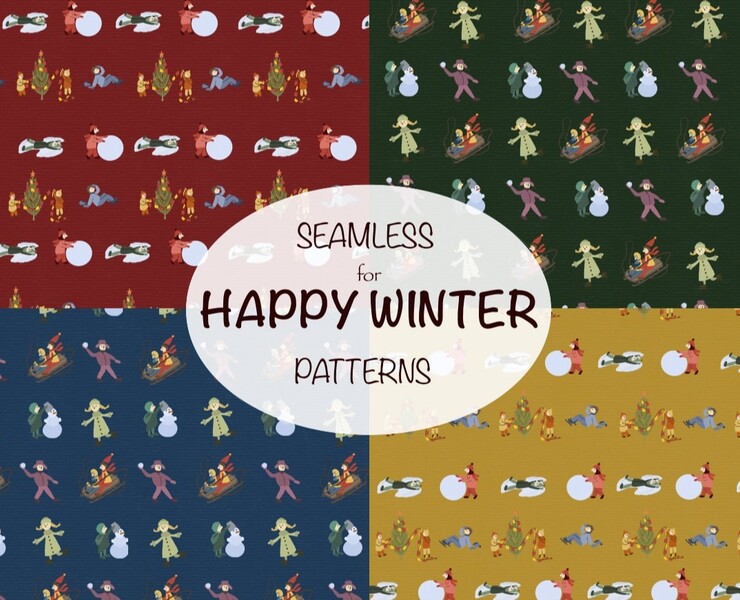 WINTER New Year PATTERNS — Иллюстрация на Dprofile