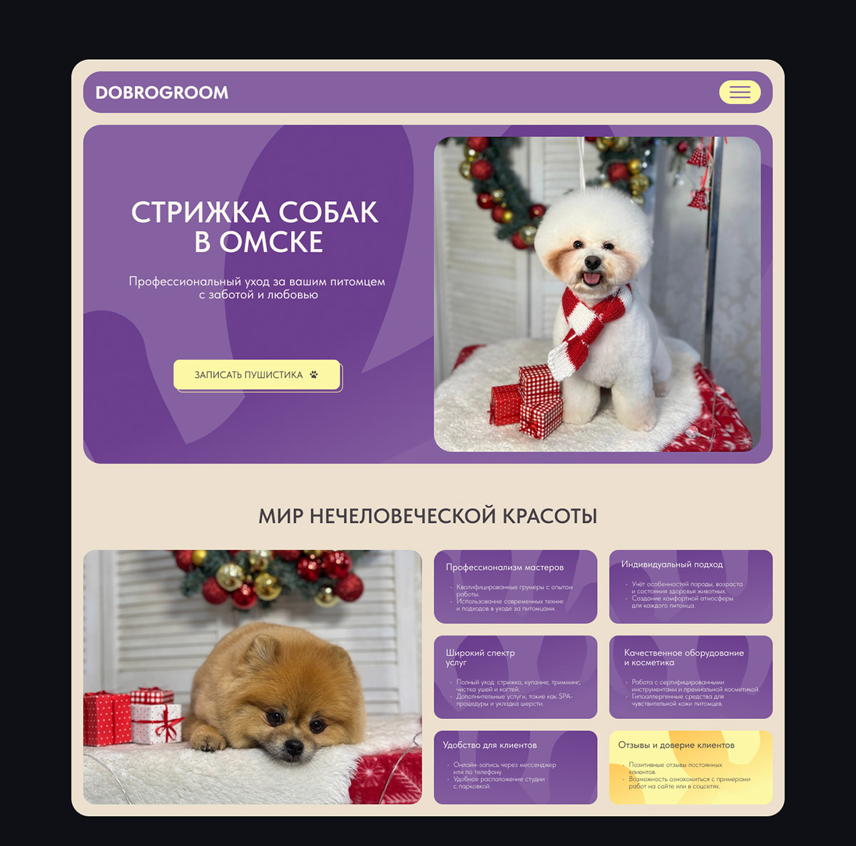 DobroGroom | Лендинг для грумера — Изображение №3 — Интерфейсы на Dprofile