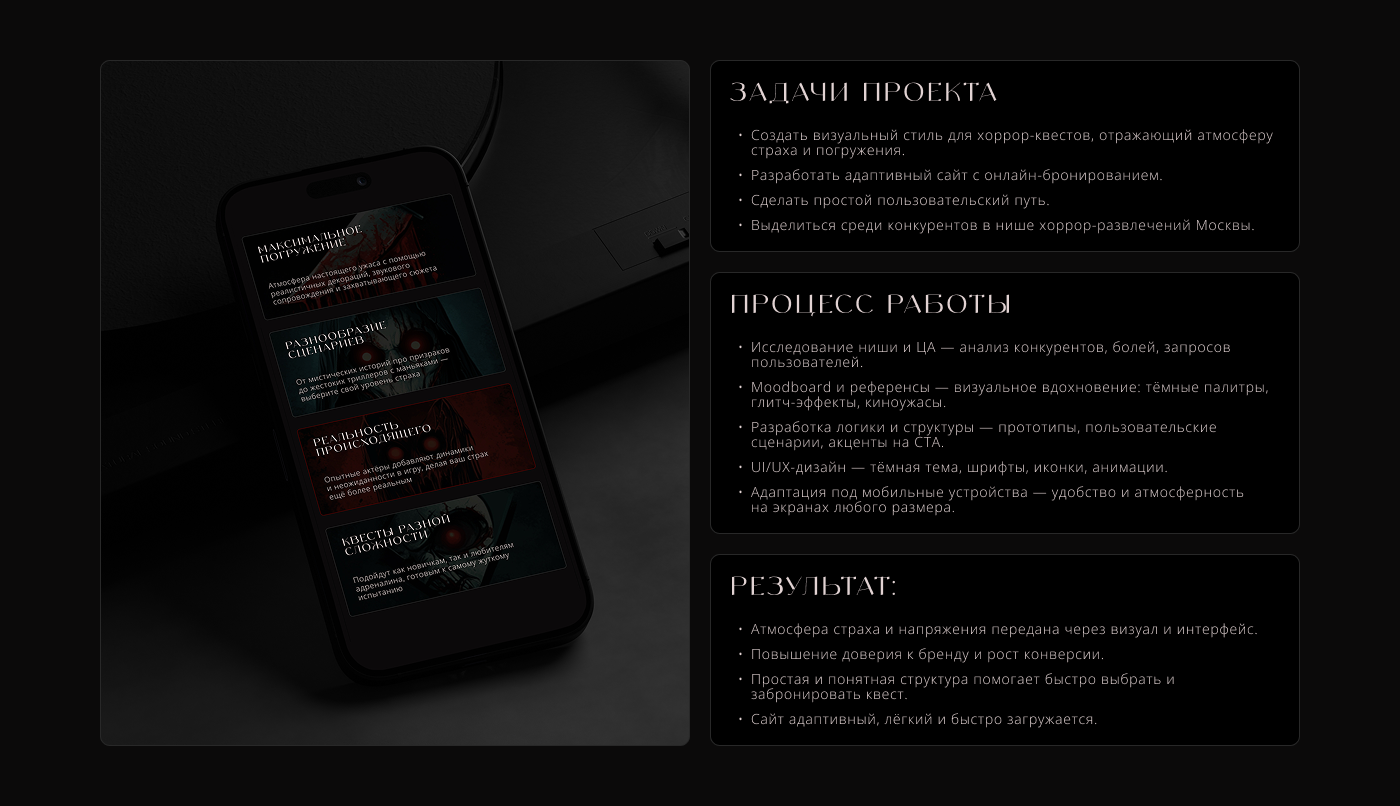 Hooligan Group | Хоррор-квесты с актёрами в Москве — Изображение №2 — Интерфейсы на Dprofile