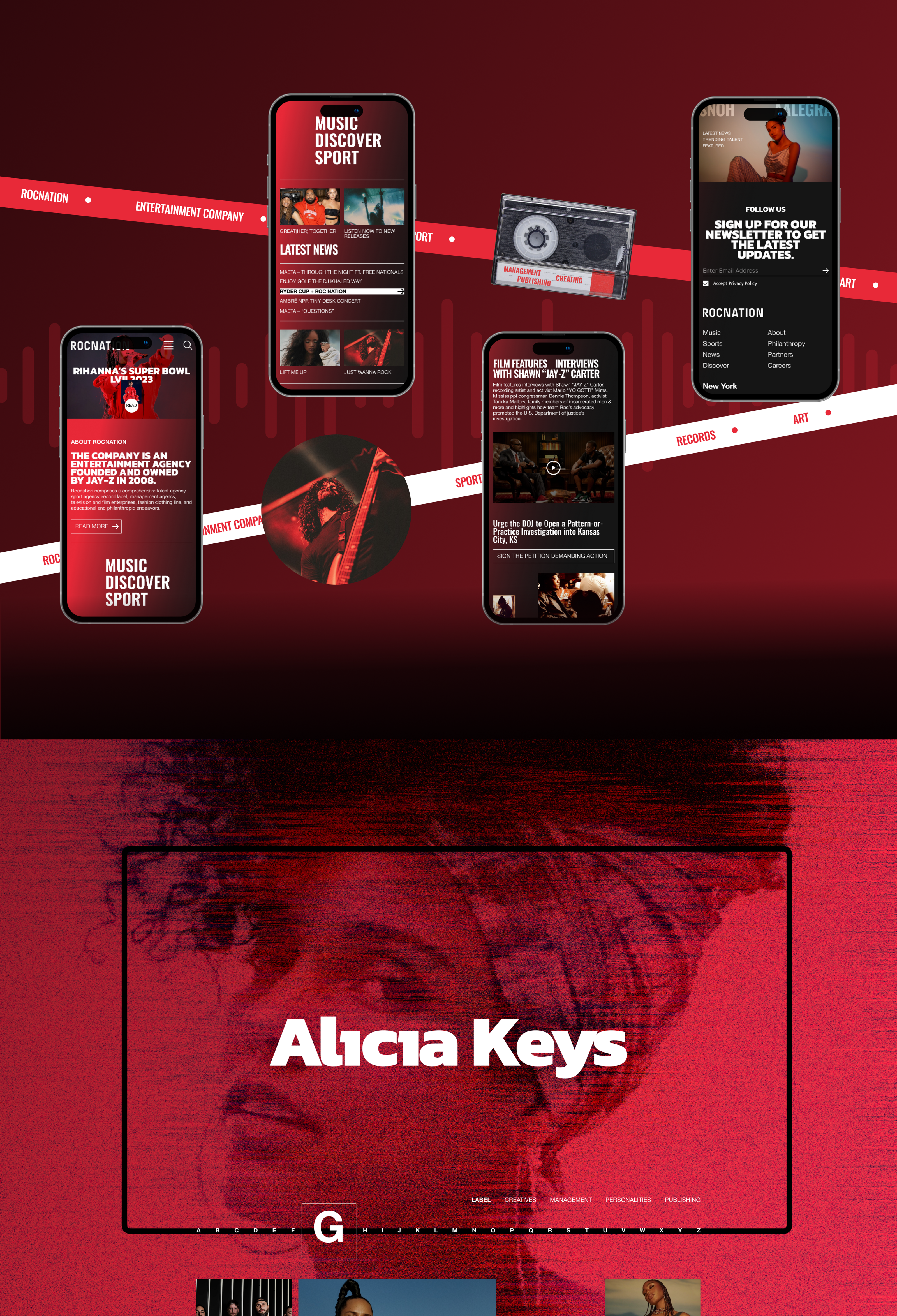 ROCNATION | Corporate Website Redesign — Изображение №3 — Интерфейсы, Анимация на Dprofile