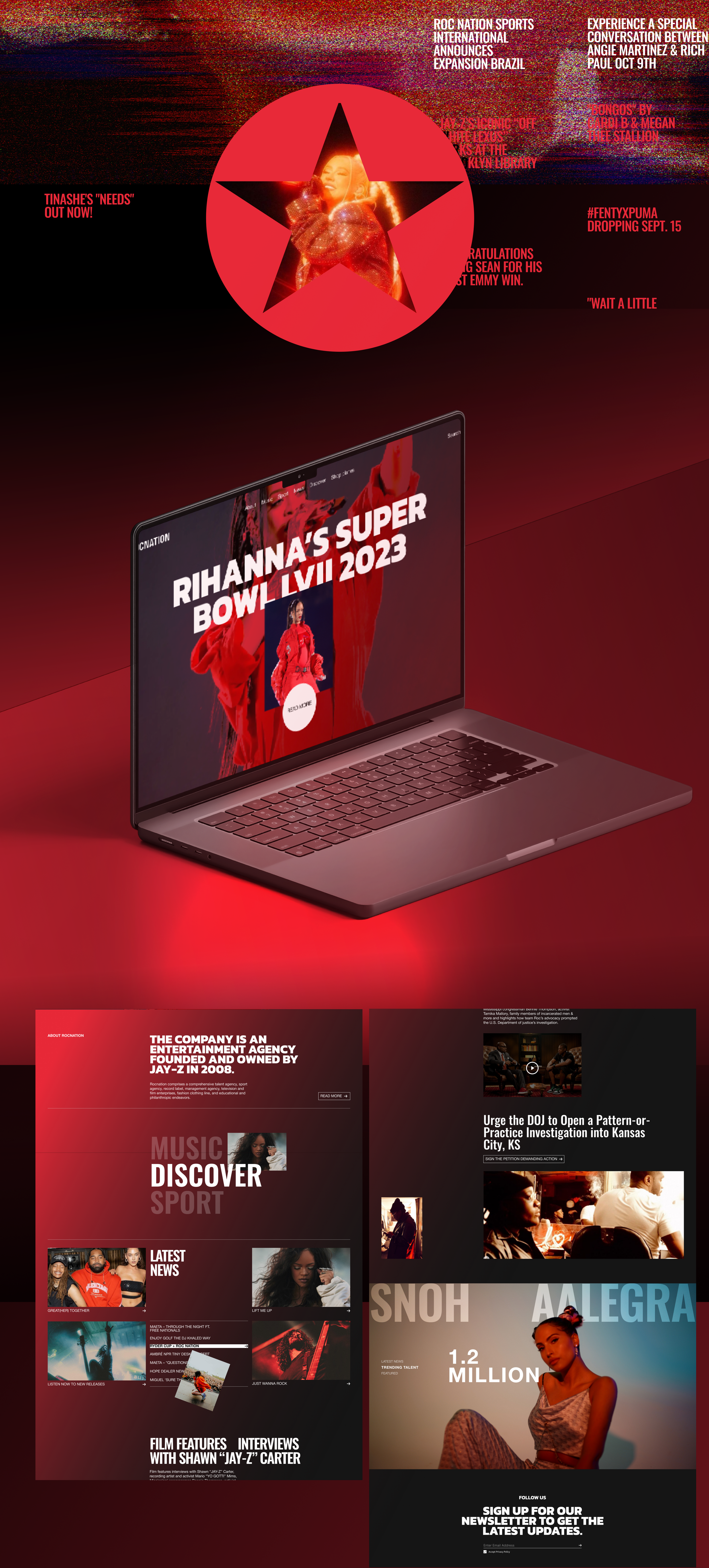 ROCNATION | Corporate Website Redesign — Изображение №2 — Интерфейсы, Анимация на Dprofile