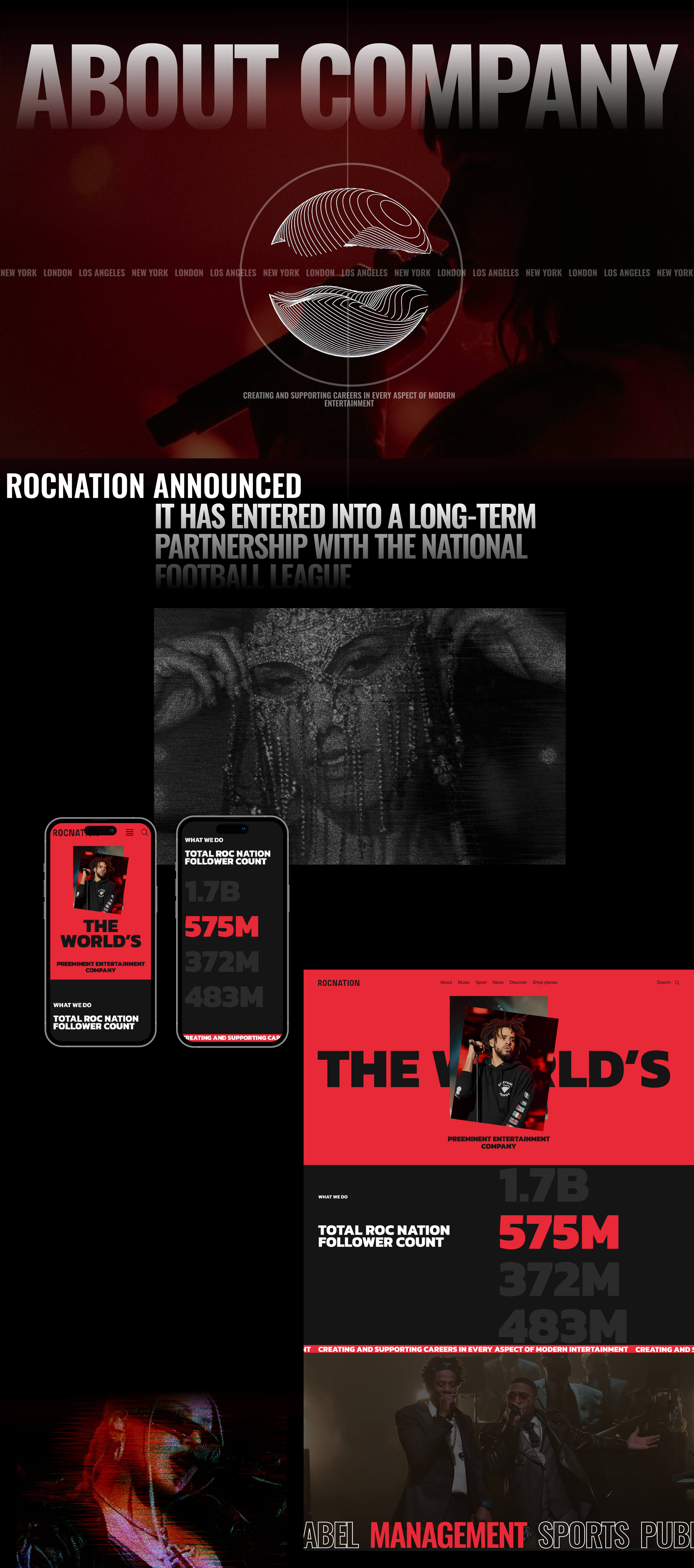 ROCNATION | Corporate Website Redesign — Изображение №5 — Интерфейсы, Анимация на Dprofile