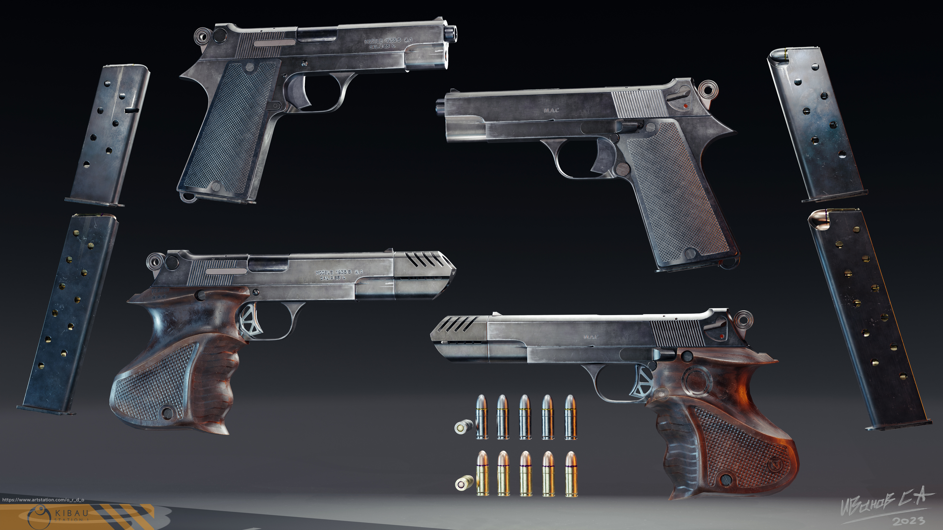 French Pistol MLE 1935S — Изображение №1 — Иллюстрация, 3D на Dprofile