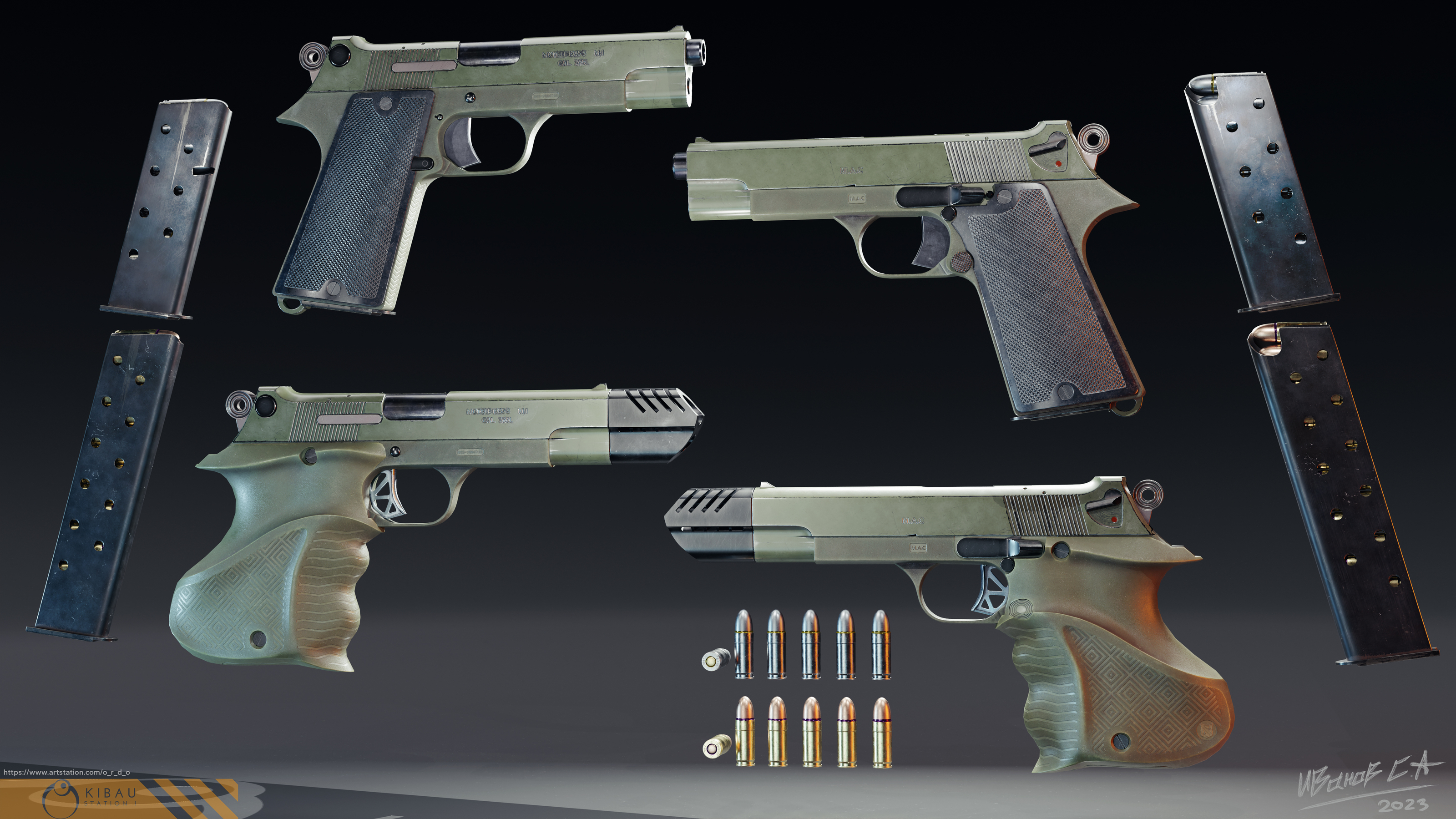 French Pistol MLE 1935S — Изображение №4 — Иллюстрация, 3D на Dprofile