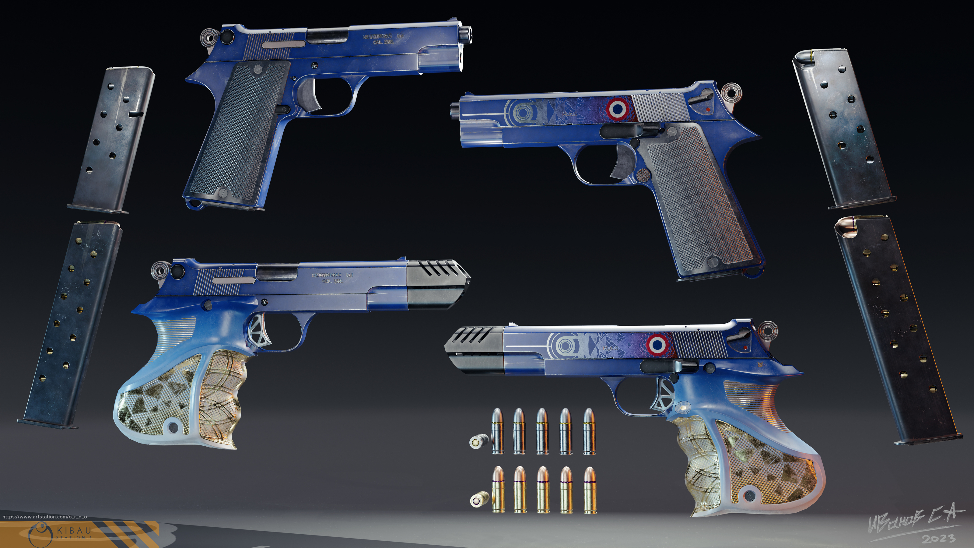 French Pistol MLE 1935S — Изображение №5 — Иллюстрация, 3D на Dprofile