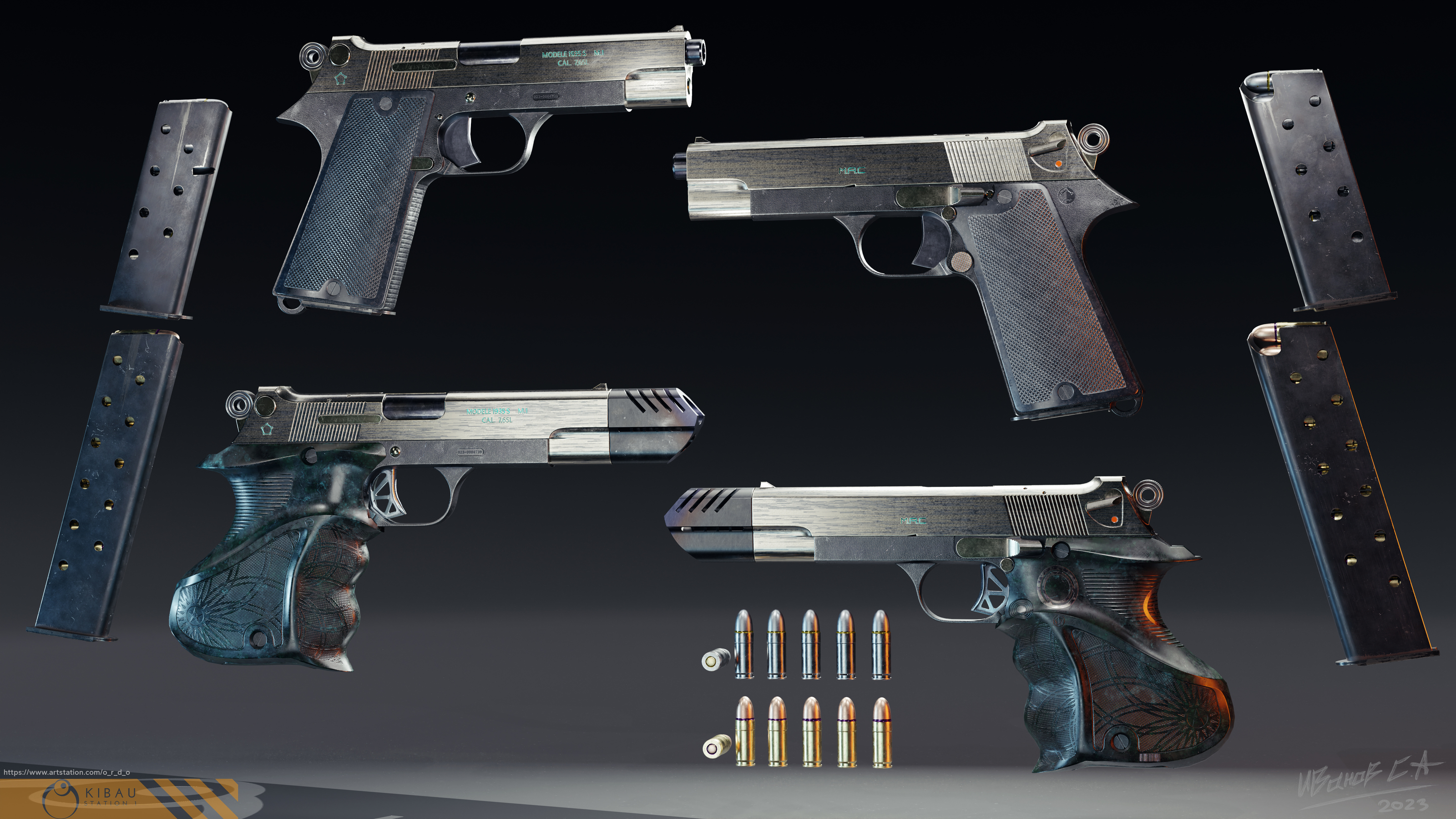 French Pistol MLE 1935S — Изображение №7 — Иллюстрация, 3D на Dprofile