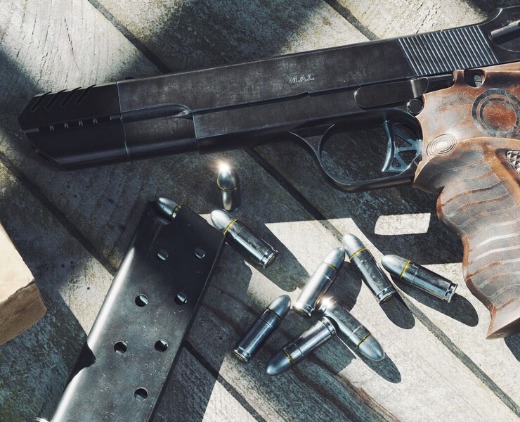 French Pistol MLE 1935S — Иллюстрация, 3D на Dprofile
