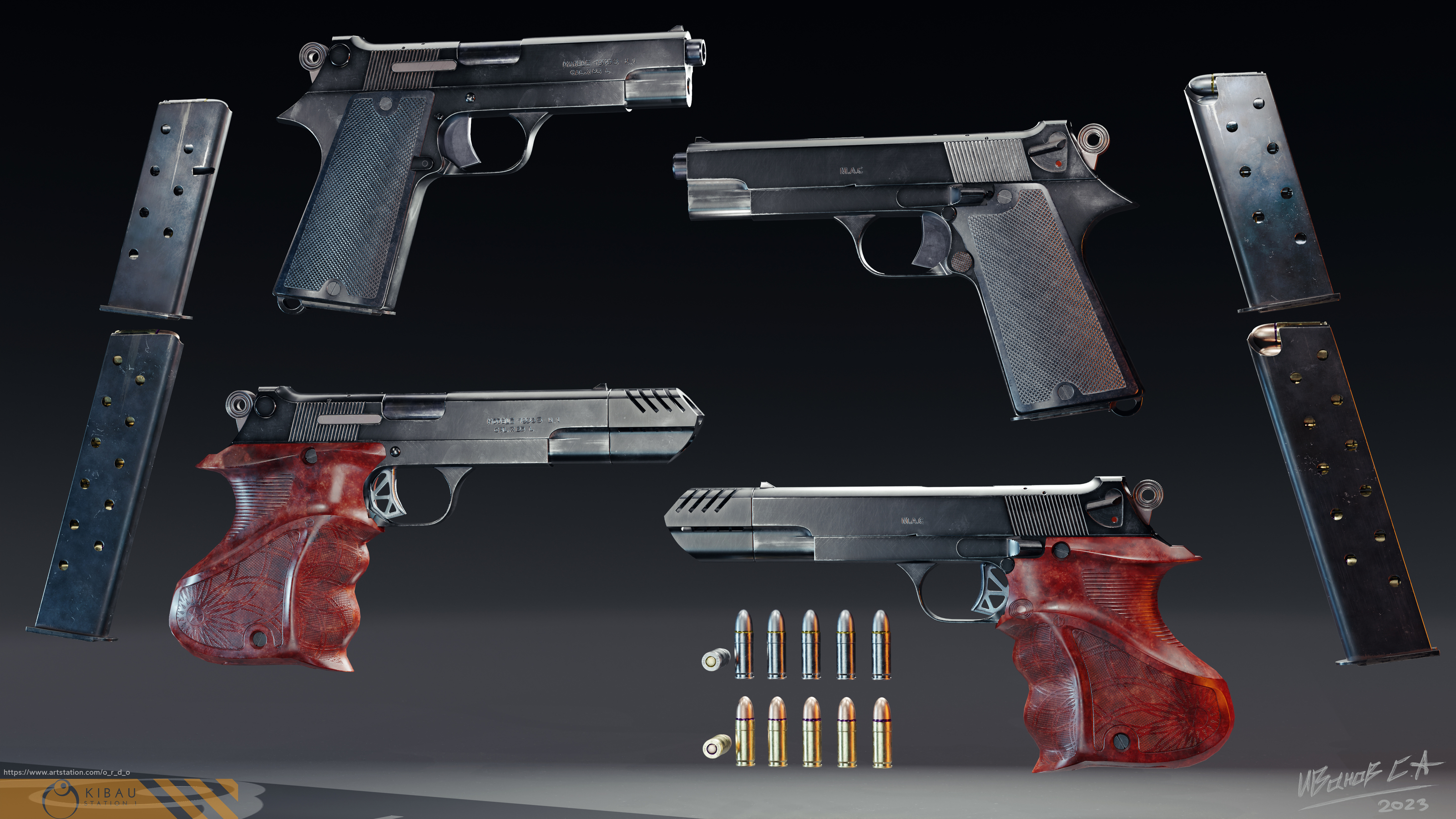 French Pistol MLE 1935S — Изображение №2 — Иллюстрация, 3D на Dprofile