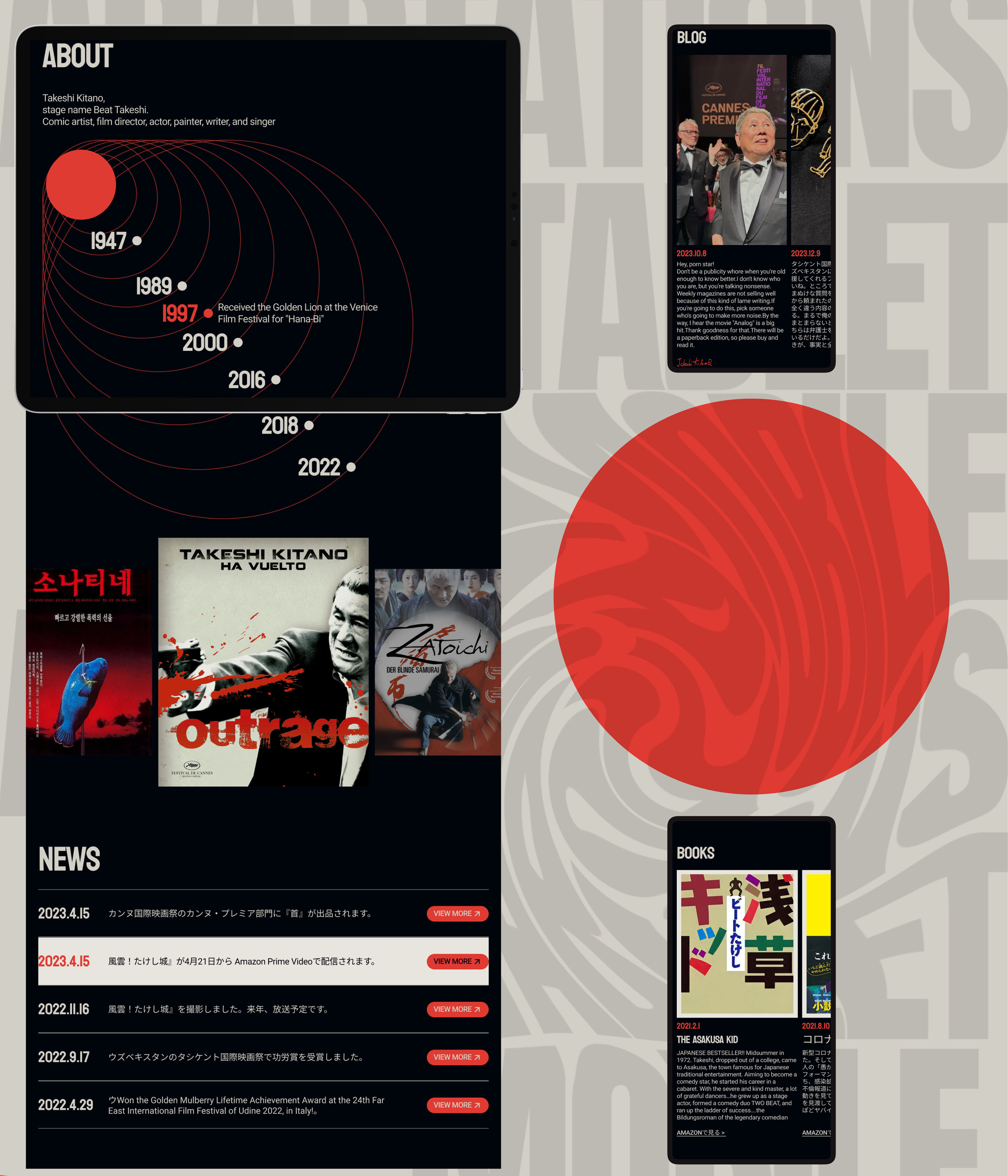 Landing page Takeshi Kitano — Изображение №5 — Интерфейсы, Графика на Dprofile