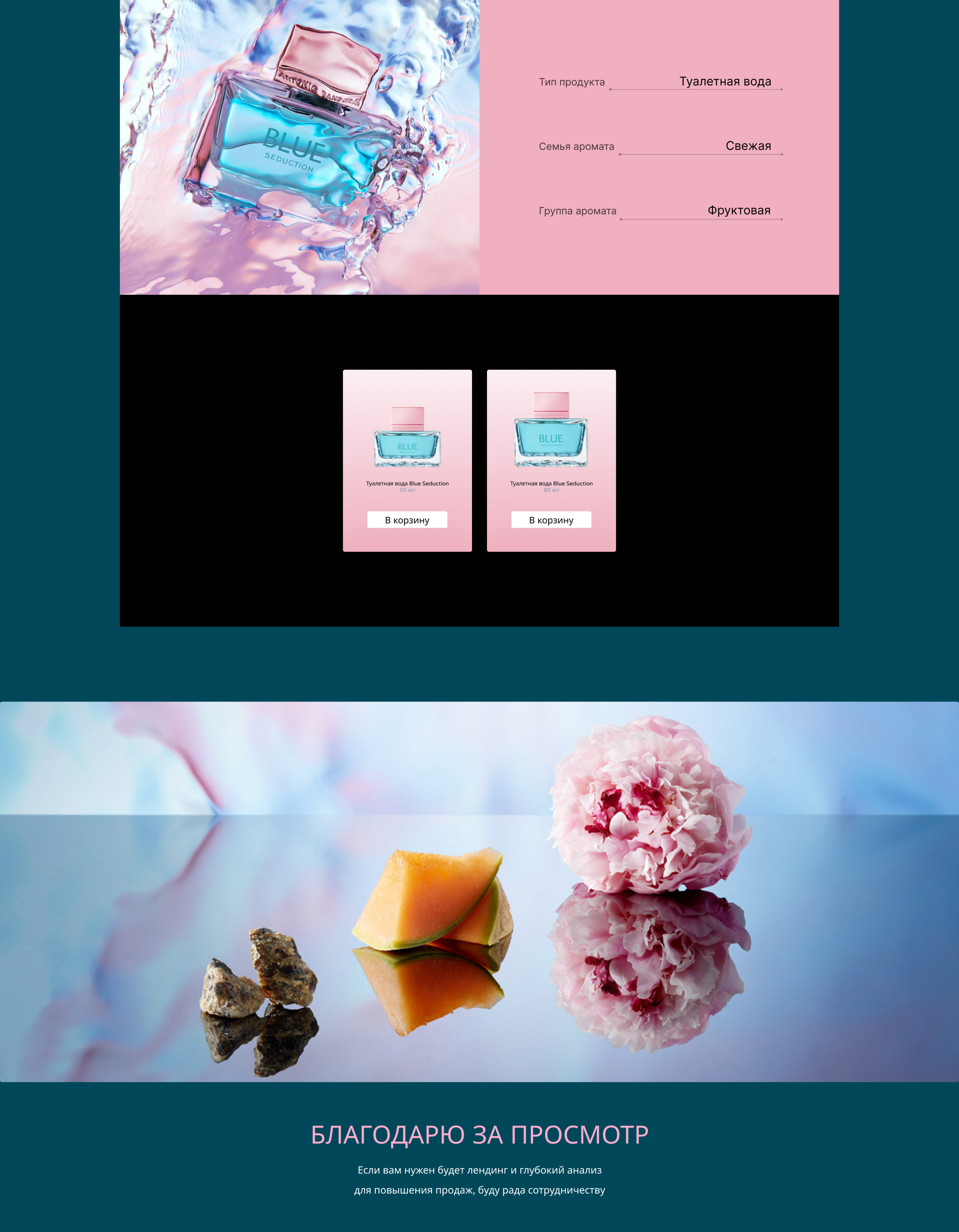 Landing. Antonio Banderas Blue Seduction Parfum. — Изображение №3 — Интерфейсы, Маркетинг на Dprofile