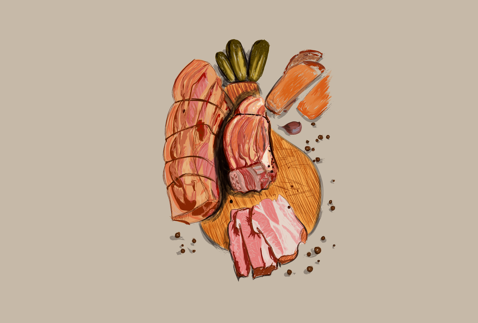 Домашняя коптильня BACON, иллюстрация, логотип, брошюра. — Изображение №5 — Брендинг, Иллюстрация на Dprofile