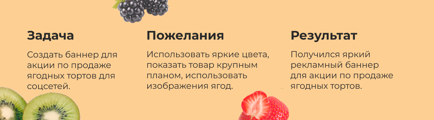 Концепт рекламного баннера по продаже ягодных тортов — Изображение №2 — Маркетинг на Dprofile
