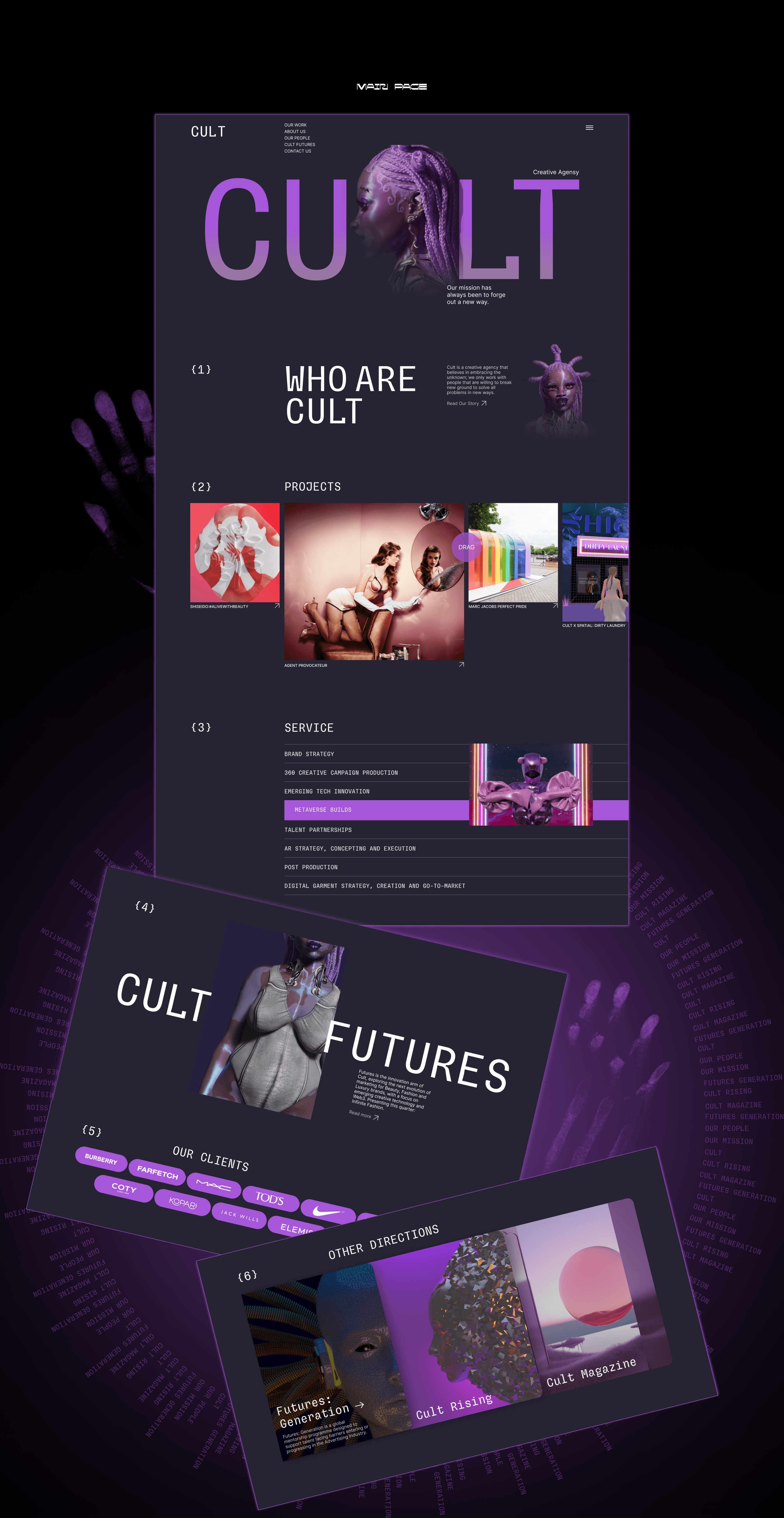CULT-Creative Agency/Corporate website — Изображение №3 — Интерфейсы, Графика на Dprofile