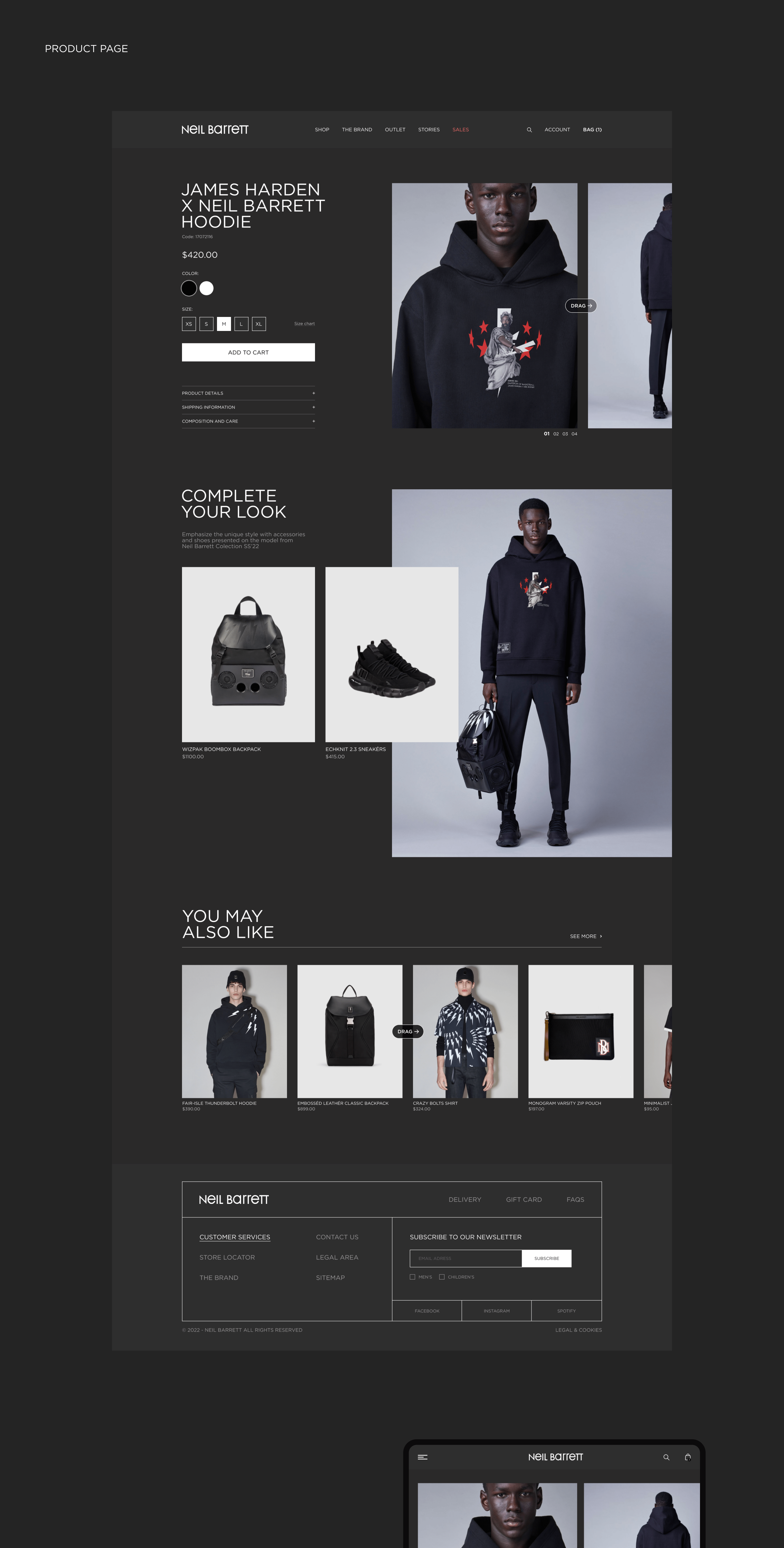 Neil Barrett | E-commerce redesign — Изображение №4 — Интерфейсы, Брендинг, Графика на Dprofile