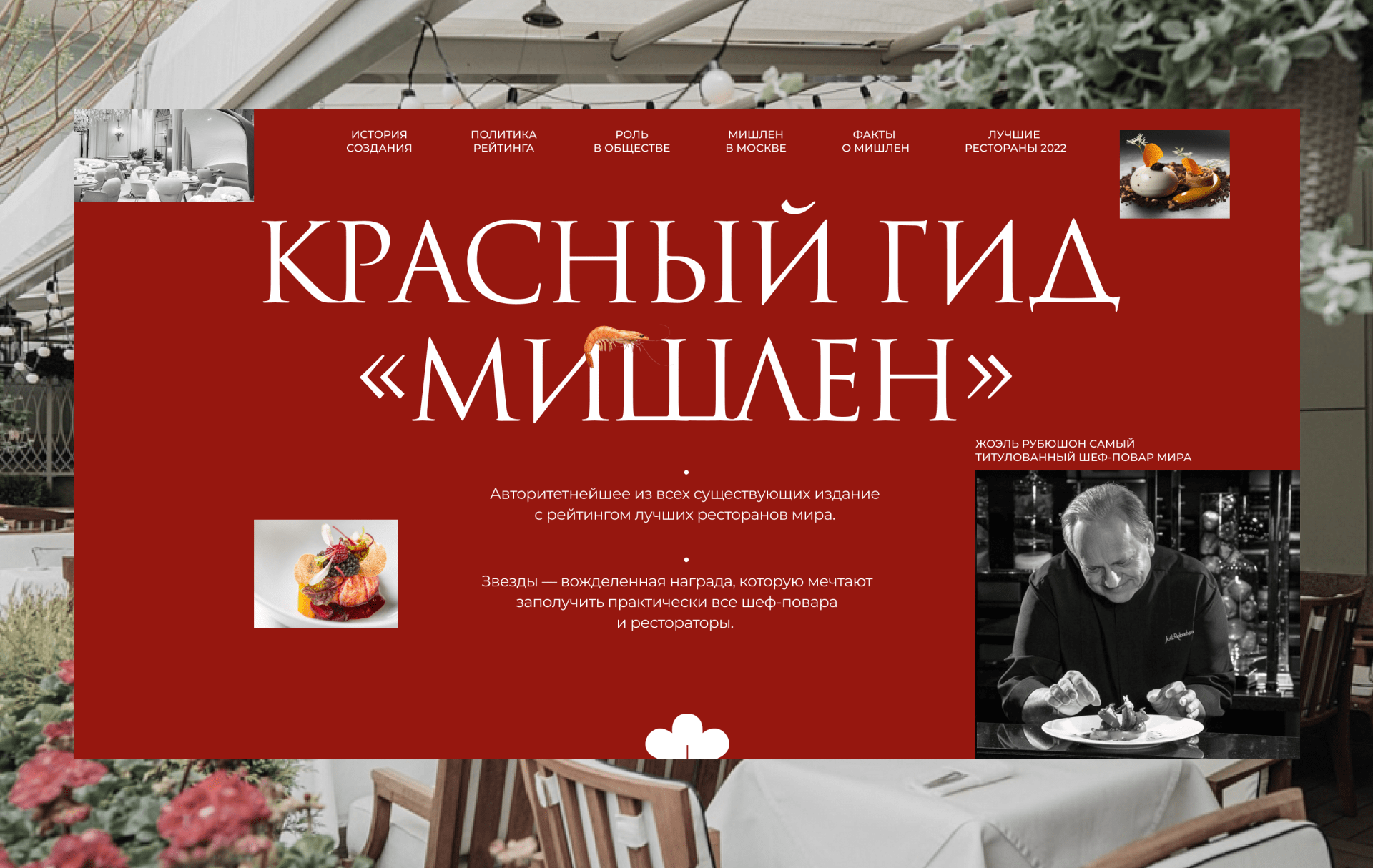 Креативный сайт ресторанного путеводителя "Мишлен" — Изображение №1 — Интерфейсы, Анимация на Dprofile