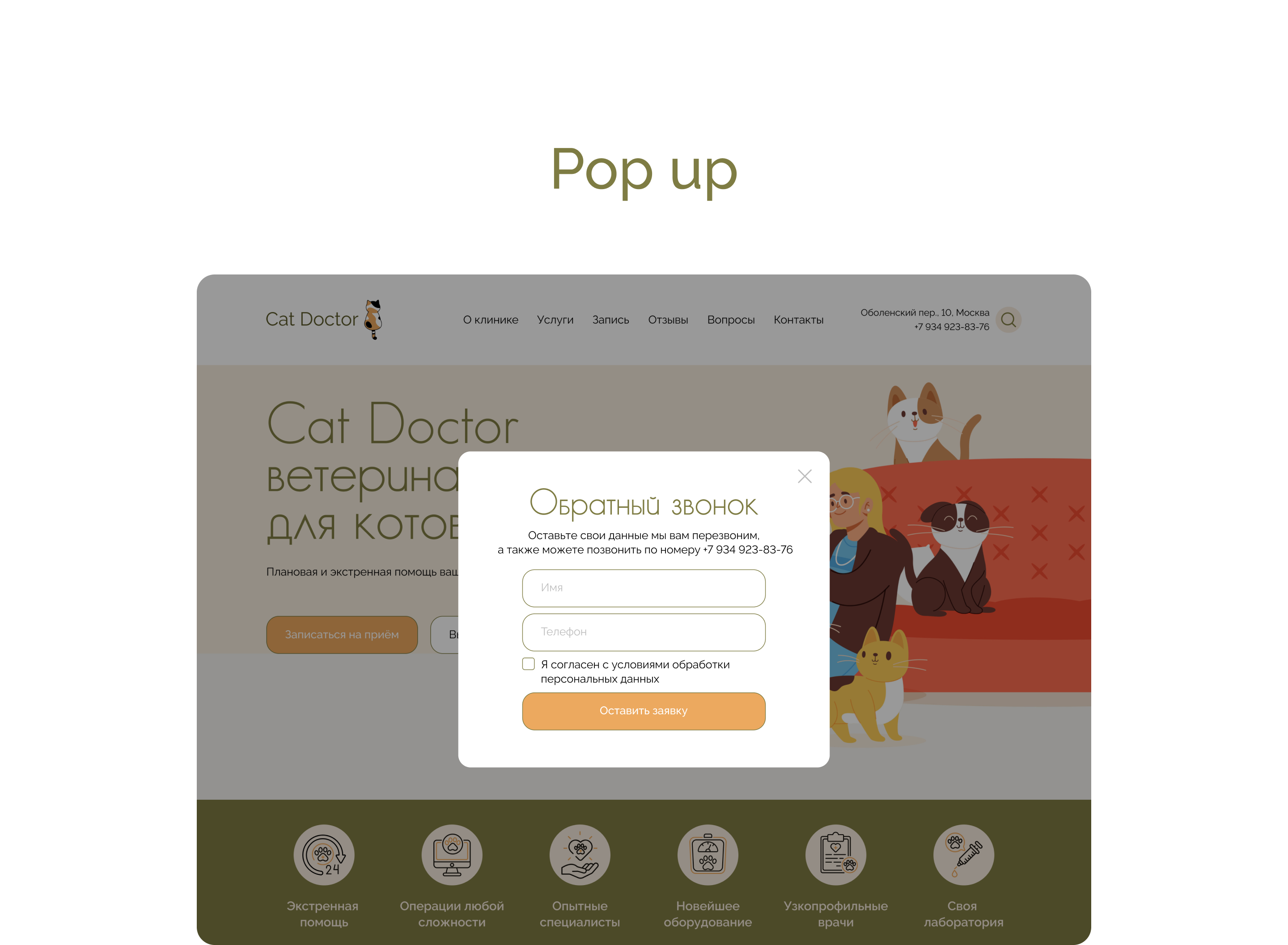 Сайт для ветеринарной клиники CatDoctor — Изображение №15 — Интерфейсы на Dprofile