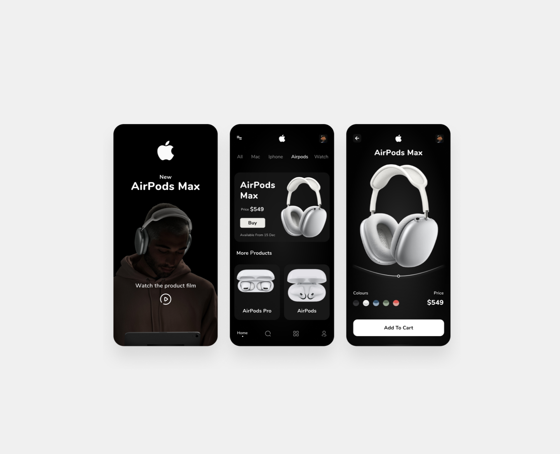 Airpods max  layout — Интерфейсы, Графика на Dprofile