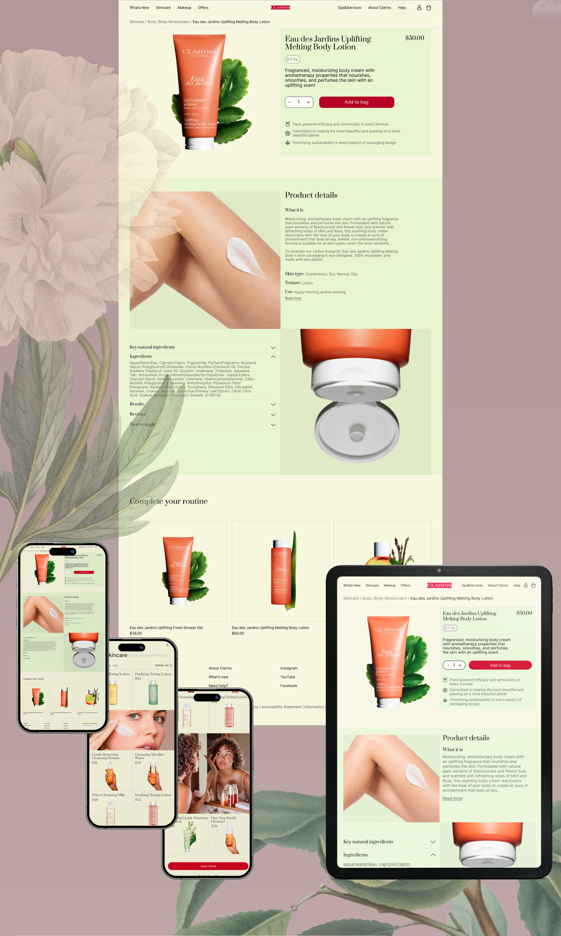 CLARINS | E-Commerce Redesign — Изображение №4 — Интерфейсы, Брендинг на Dprofile