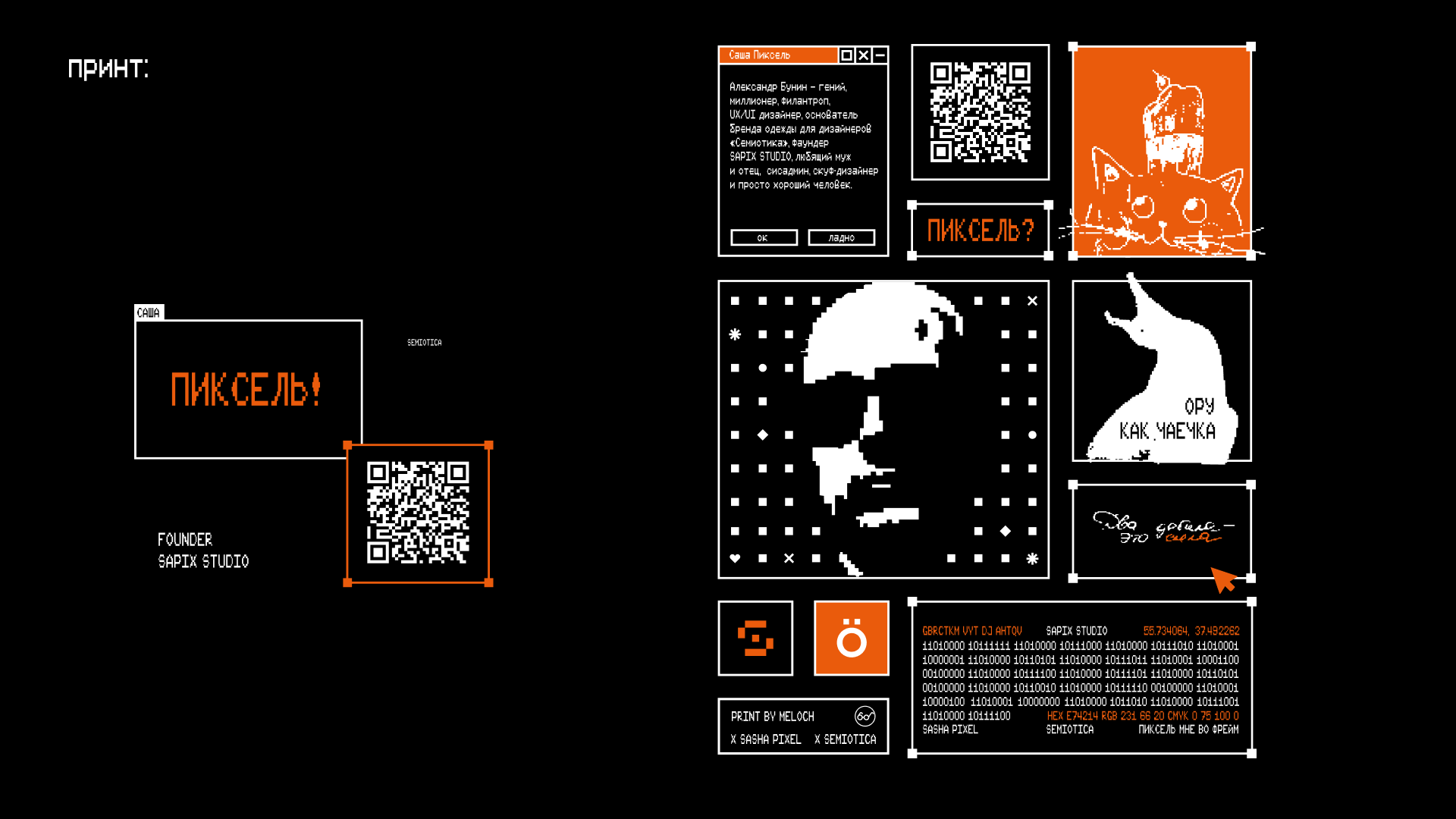 Принт футболки-визитки для Саши Пикселя — Изображение №6 — Брендинг, Графика на Dprofile