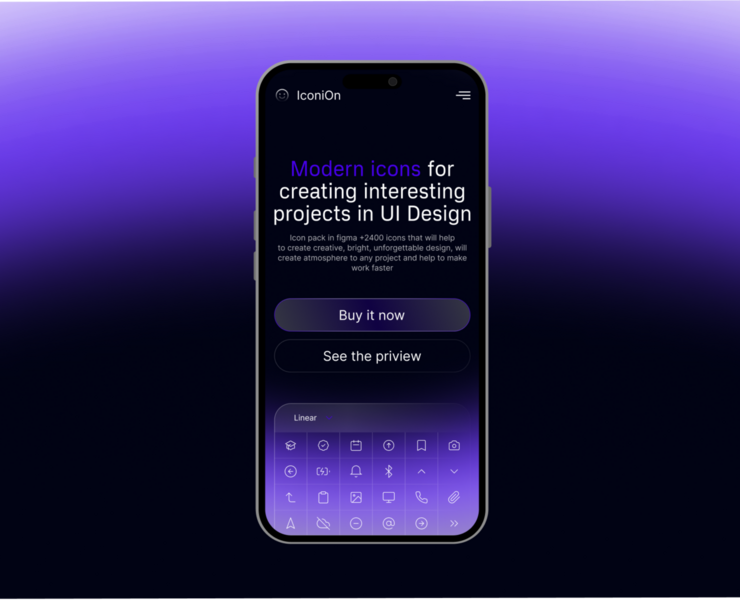 Website IconiOn - designer icons — Интерфейсы, Анимация на Dprofile