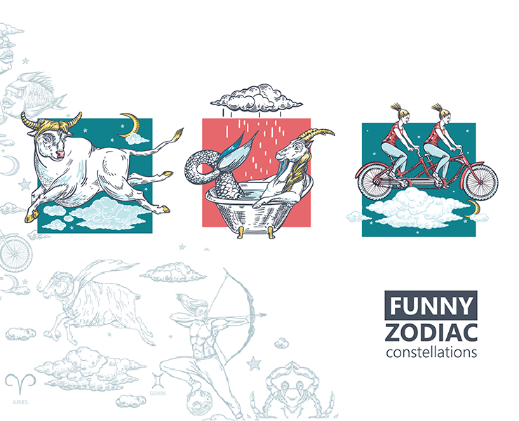Funny zodiac — Иллюстрация, Графика на Dprofile
