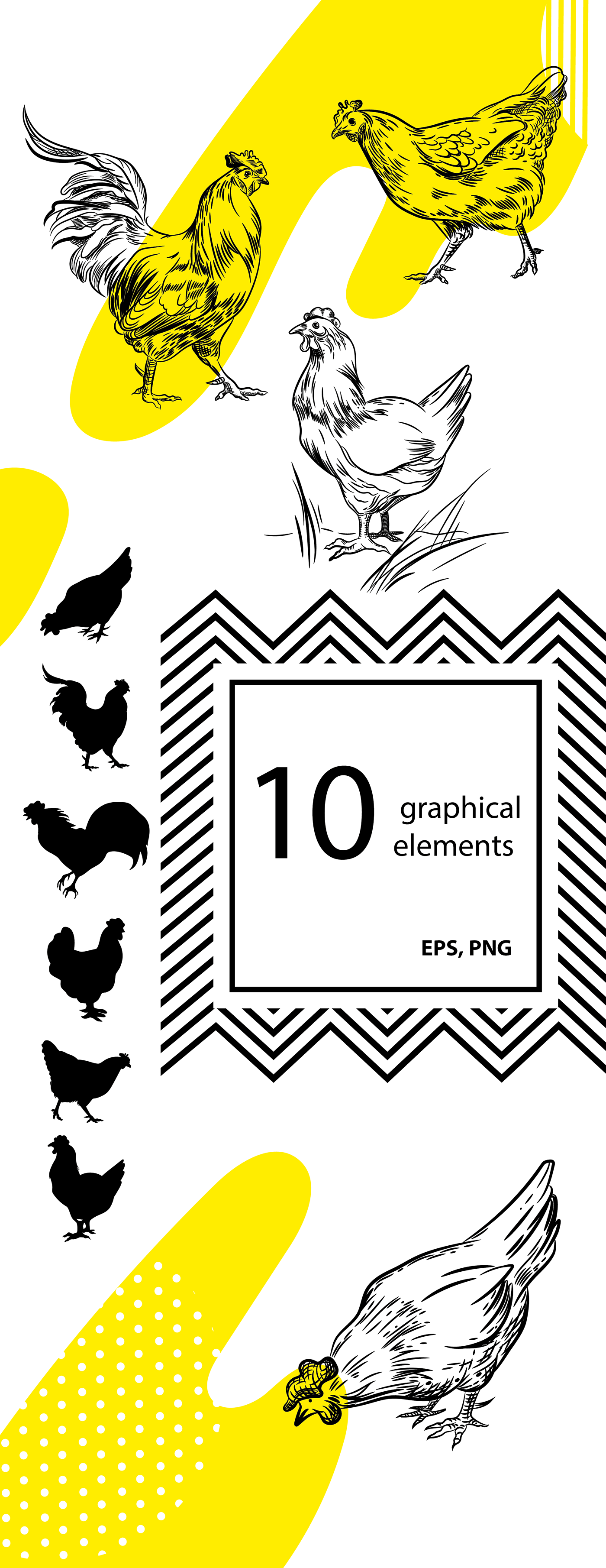 Hens-and-cocks-Elements-of-design — Изображение №1 — Иллюстрация, Графика на Dprofile