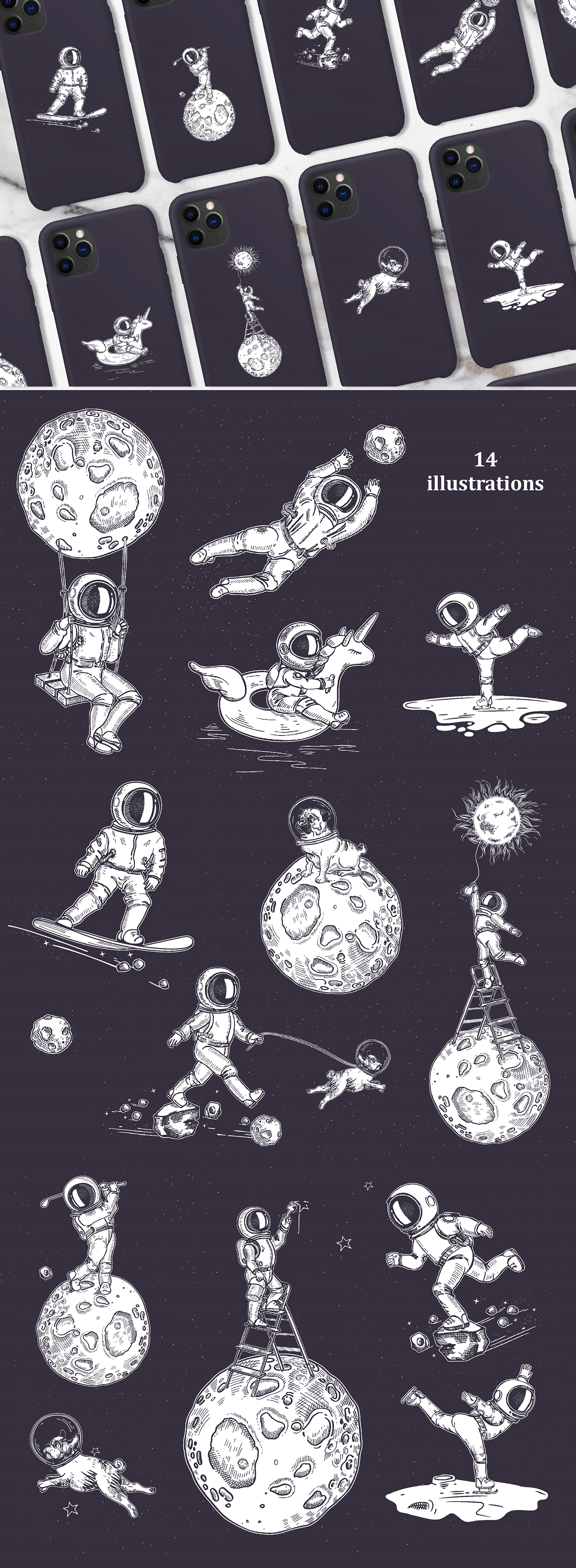 Funny astronauts — Изображение №4 — Иллюстрация, Графика на Dprofile
