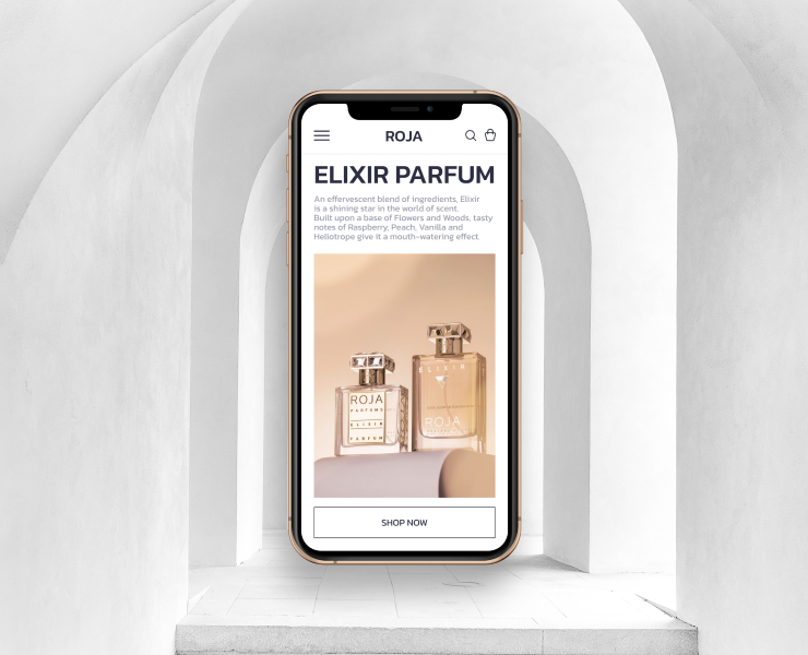 Roja Parfums — Интерфейсы, Графика на Dprofile