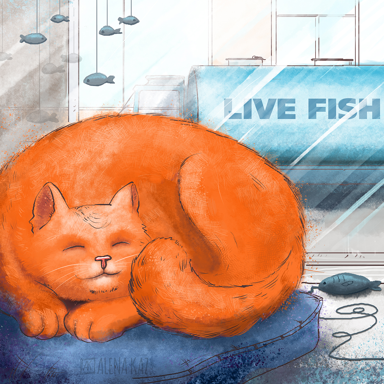Кот и рыба. История любви, игры и еды — Изображение №2 — Иллюстрация на Dprofile