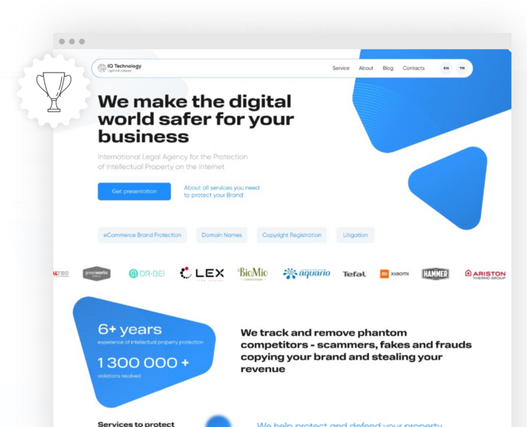 IQ TECHNOLOGY legalTech company — Интерфейсы, Анимация на Dprofile