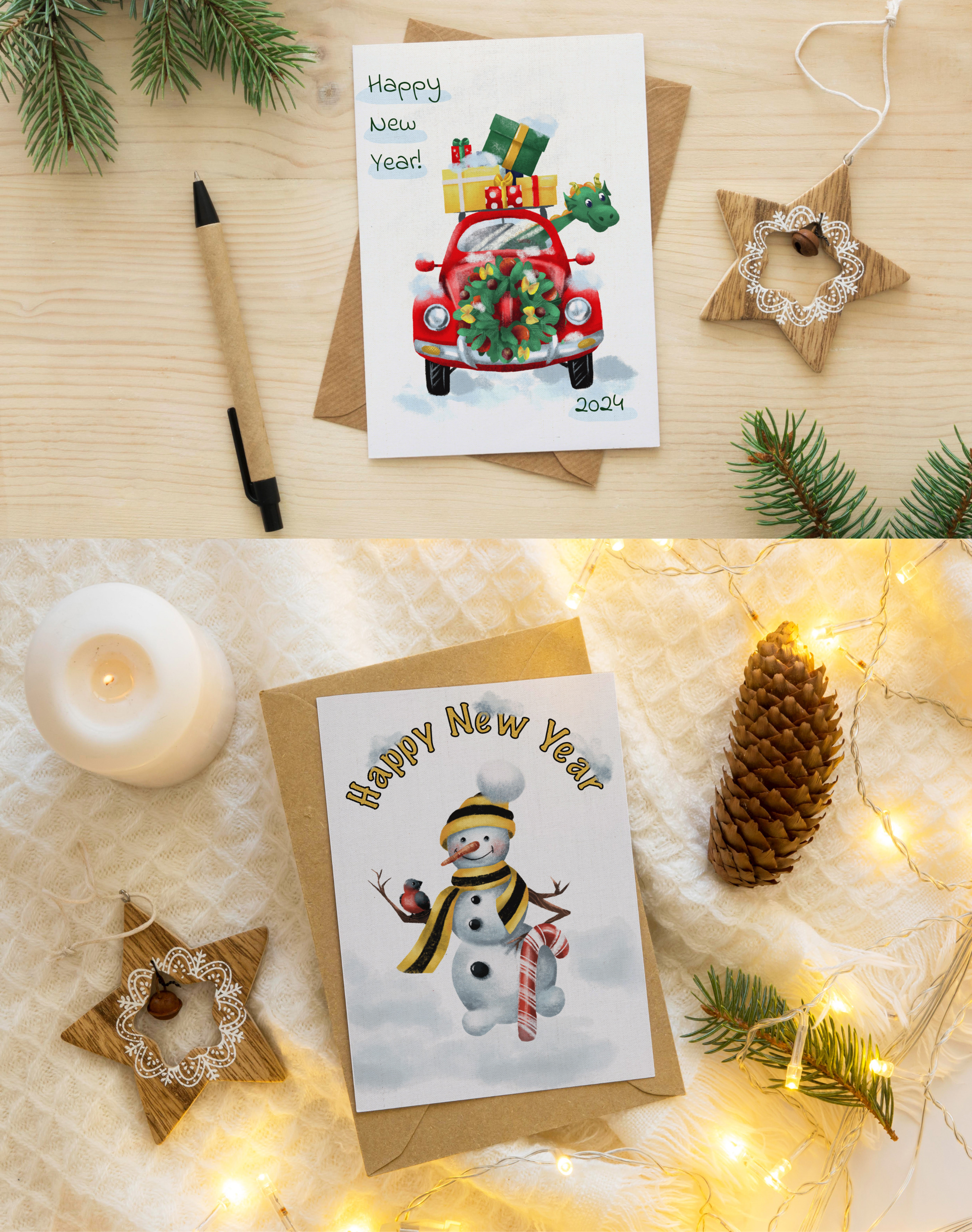 Новогодние открытки 2024| Новогодние иллюстрации — Изображение №5 — Иллюстрация на Dprofile