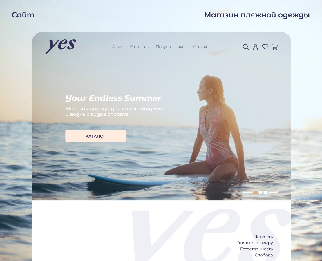 Магазин женской пляжной одежды Yes / Сайт — Интерфейсы, Графика на Dprofile