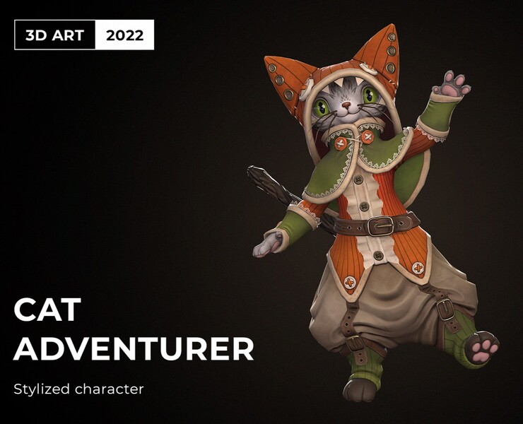 Cat adventurer - stylized character — 3D, Анимация на Dprofile