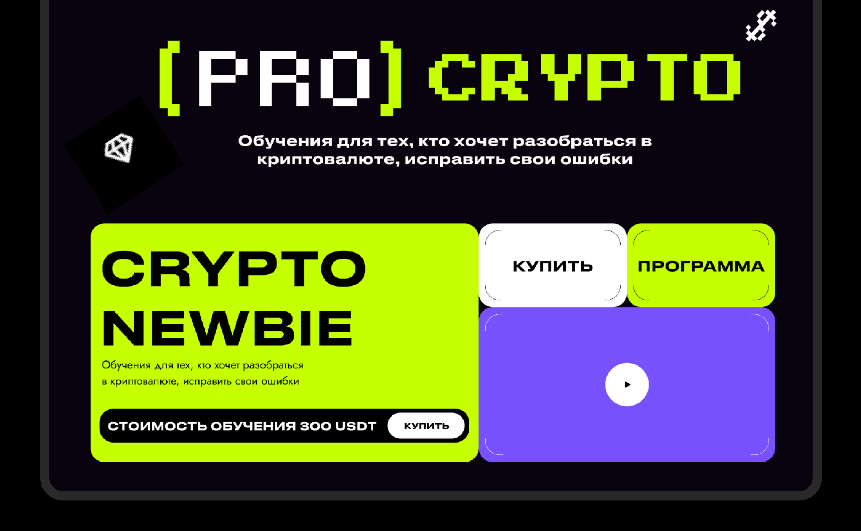 Промо лендинг для обучения по криптовалюте PRO CRYPTO — Изображение №2 — Графика, Маркетинг на Dprofile